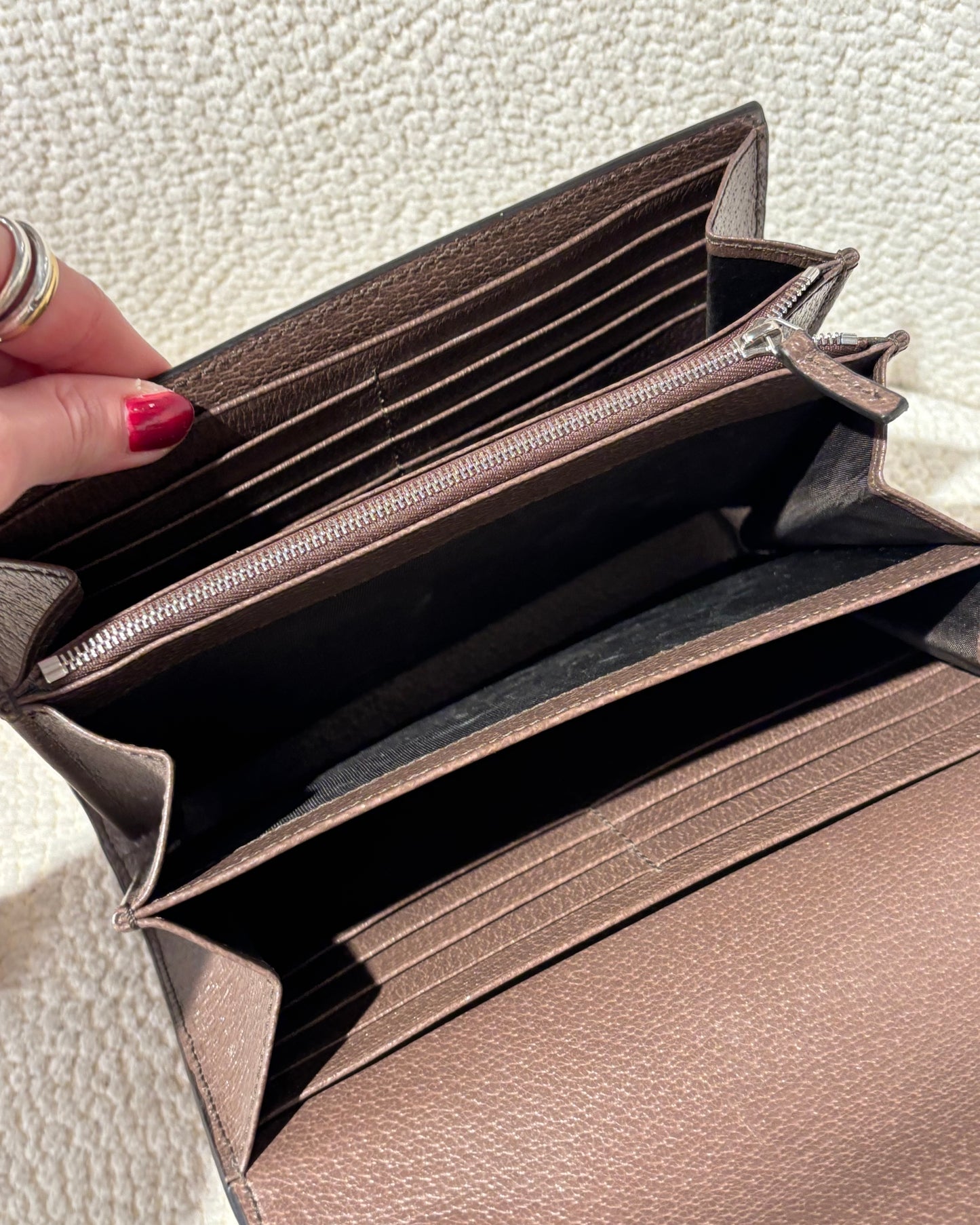 Gucci Dionysus Wallet on Chain - Brown Supreme Canvas & Silver Hardware