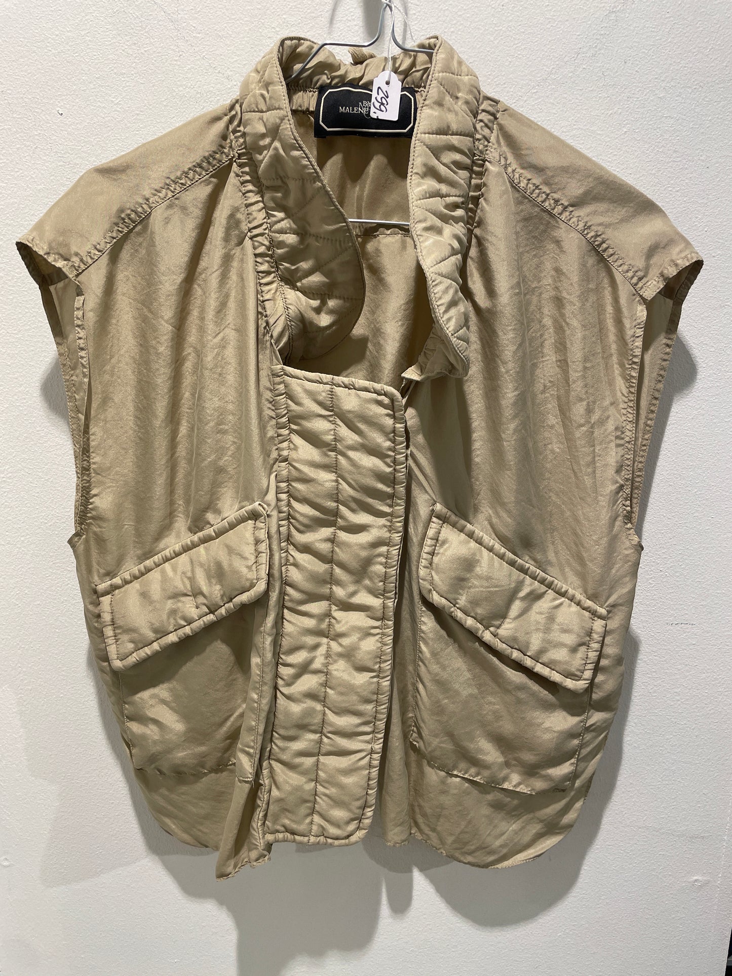 Malene Birger - Short "jacket/vest” in silk - khaki - 36 - Medina’s Wardrobe