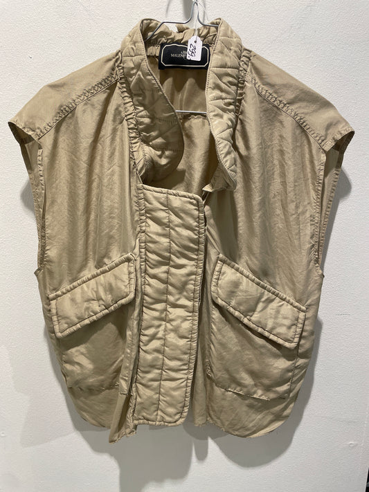 Malene Birger - Short "jacket/vest” in silk - khaki - 36 - Medina’s Wardrobe