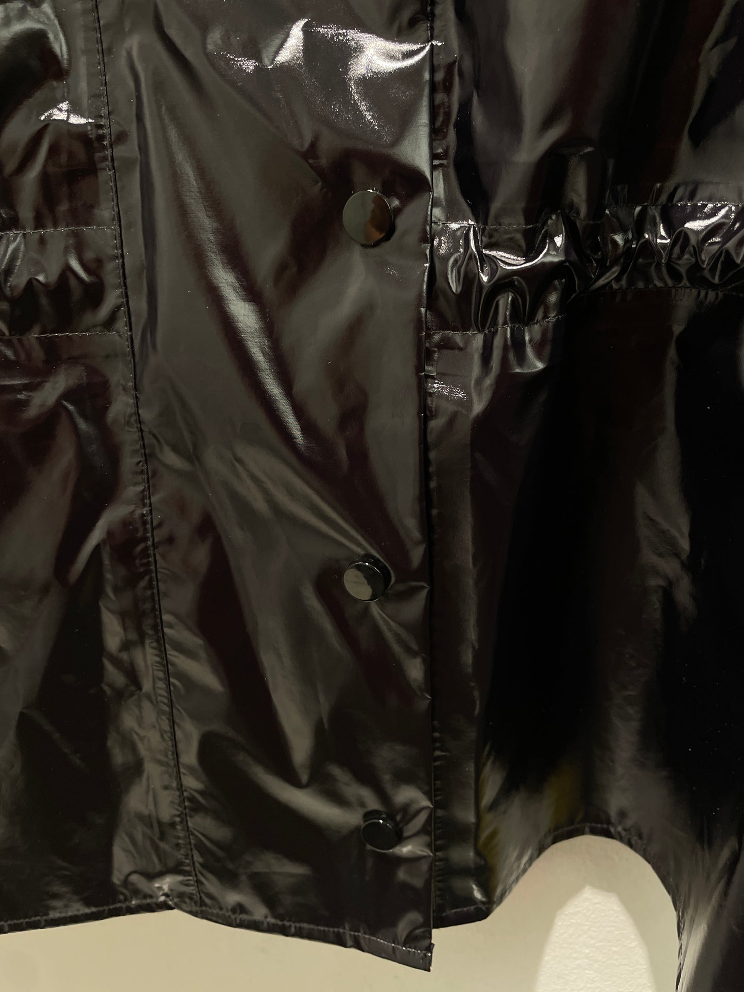DAY - Exclusive Rain Vest / Poncho in Black Patent Look with Cognac Lining - One Size