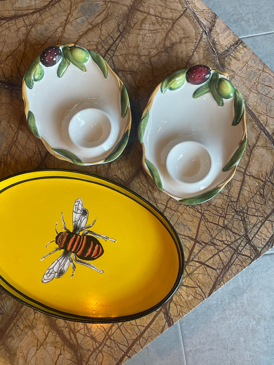 Fad til oliven - Italiensk porcelæn - M. tandstikholder