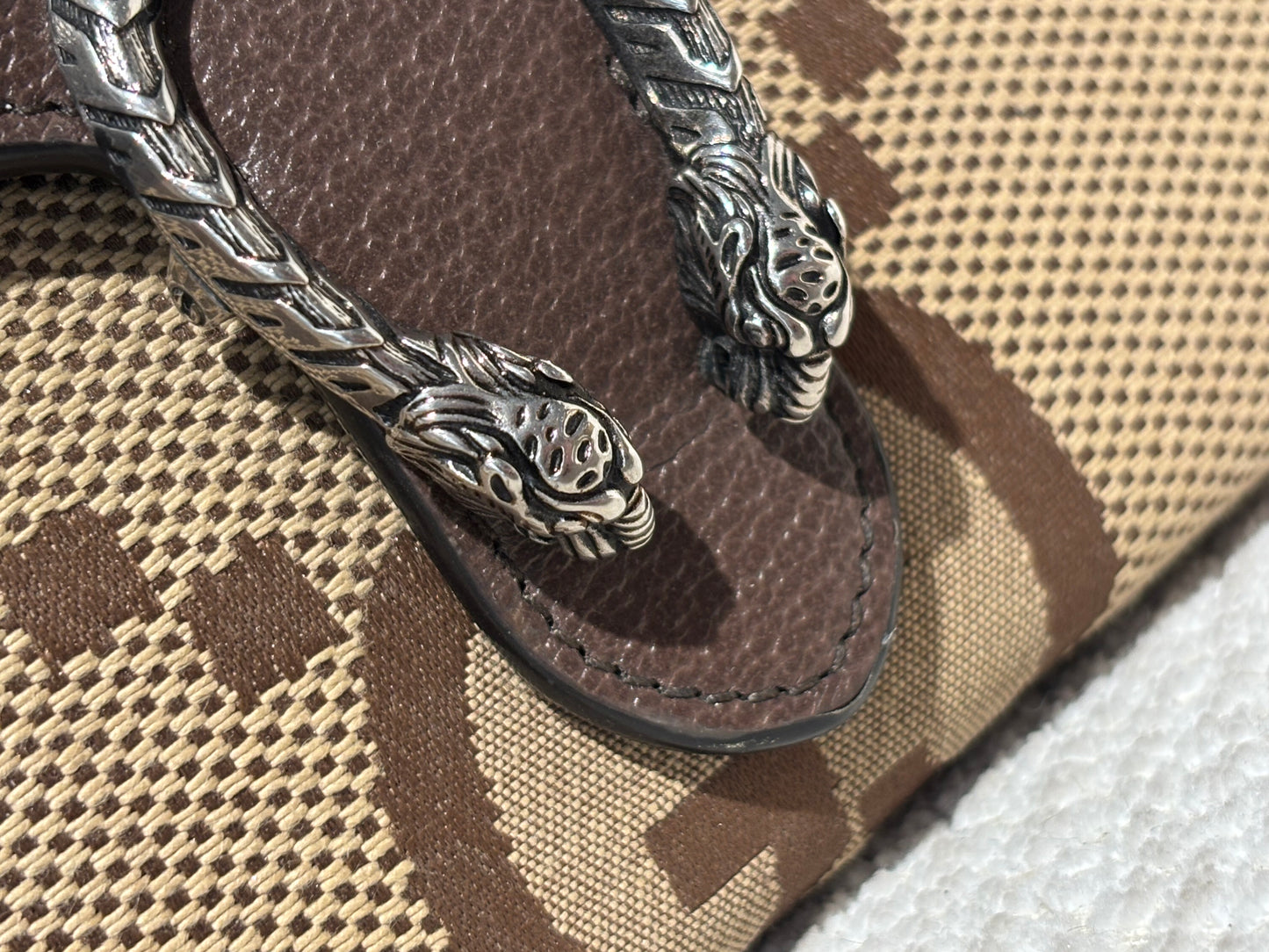 Gucci Dionysus Wallet on Chain - Brown Supreme Canvas & Silver Hardware