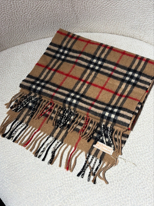 Burberry Cashmere Scarf – Brown, Black & Red