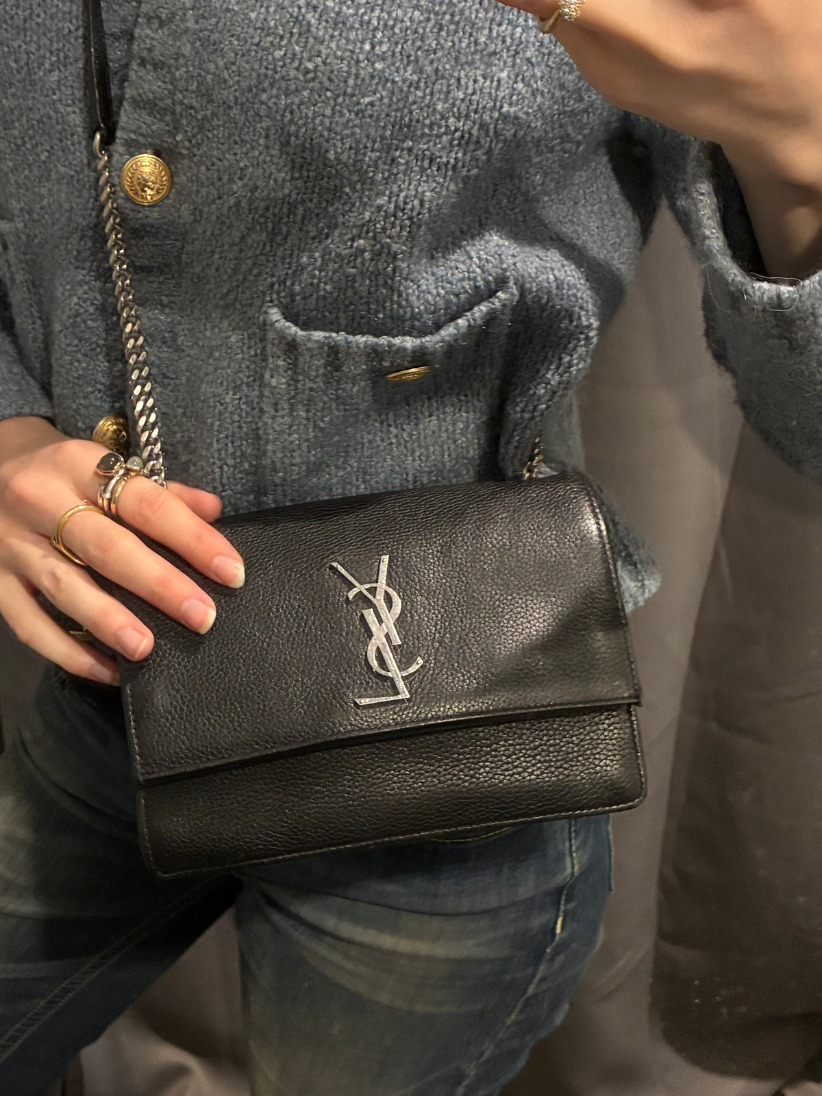 Saint Laurent - Sunset Bag - Black with Silver Hardware