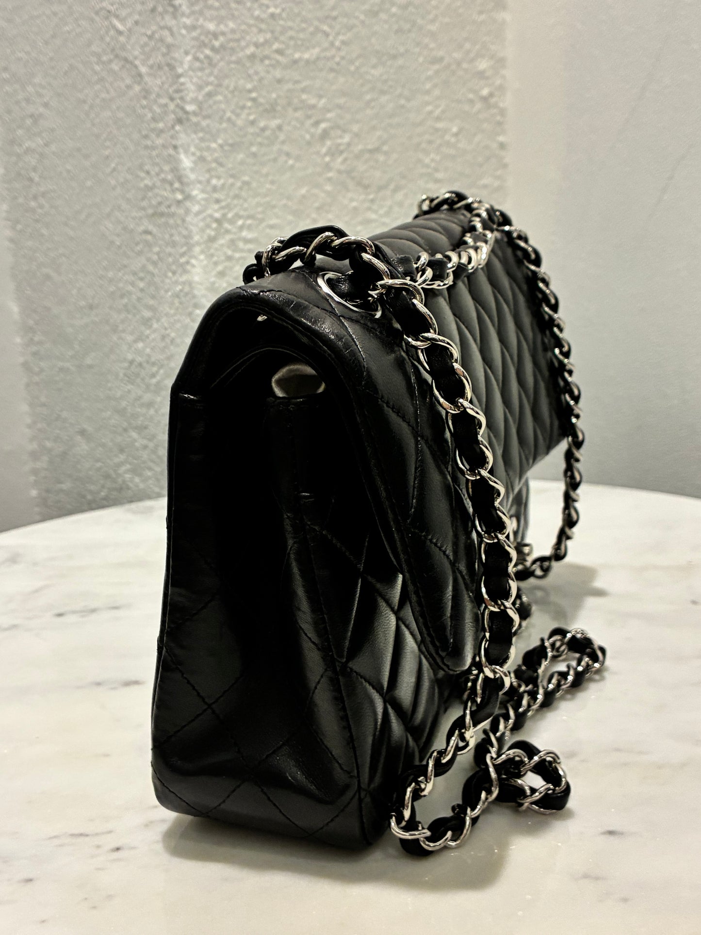 Chanel Classic Flap Medium - Black Lambskin & Silver Hardware - 2020 - FULL SET!