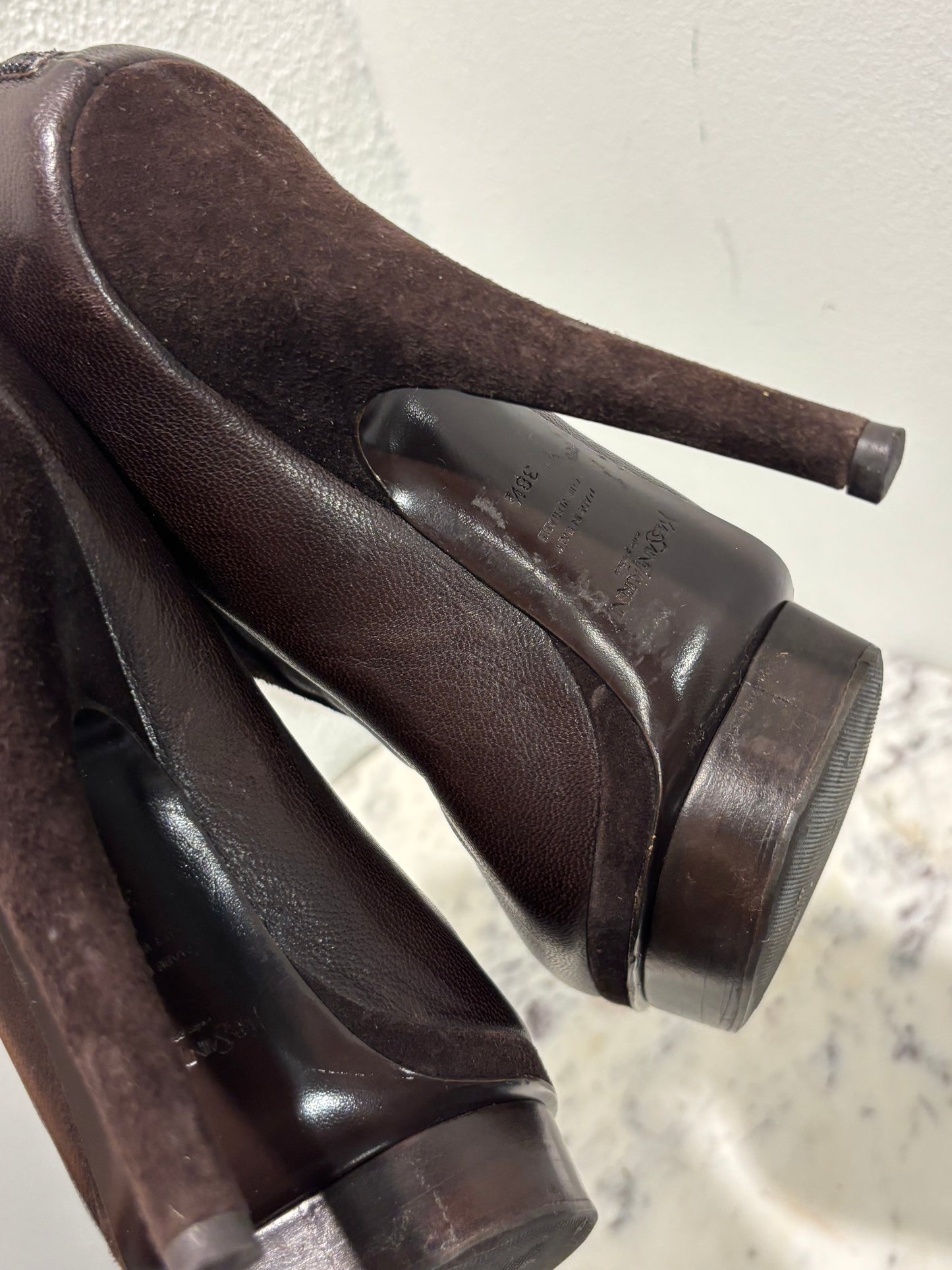 Saint Laurent - Palaus platform angle boots - brown - 38,5 - Medinas Wardrobe