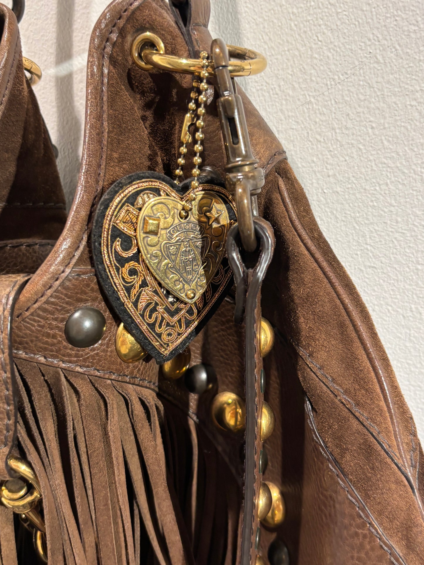 Gucci Fringe Bag – Suede & Leather with Stud Details