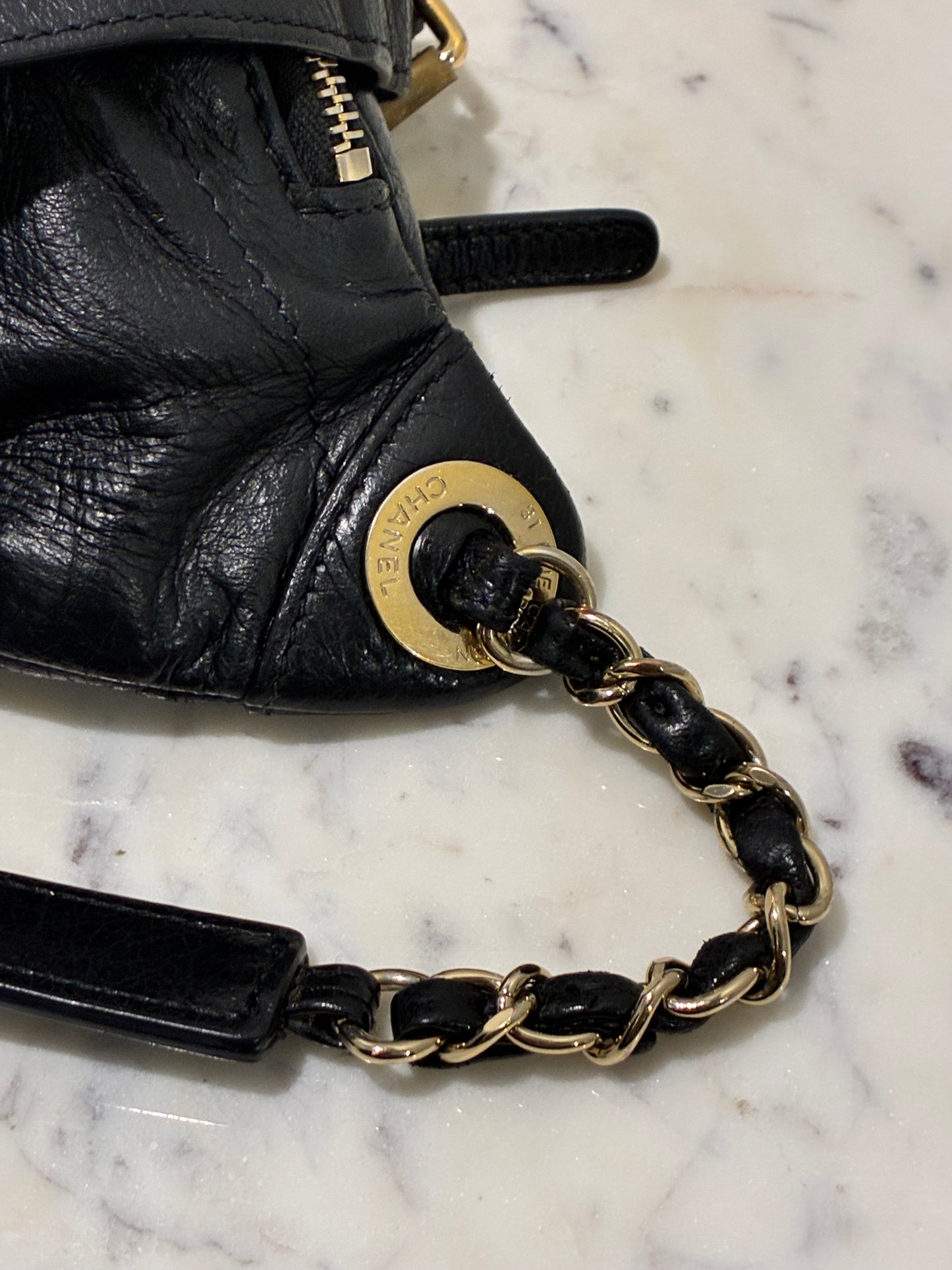 Chanel Crossbody / Bumbag - Black Lambskin with Gold Hardware