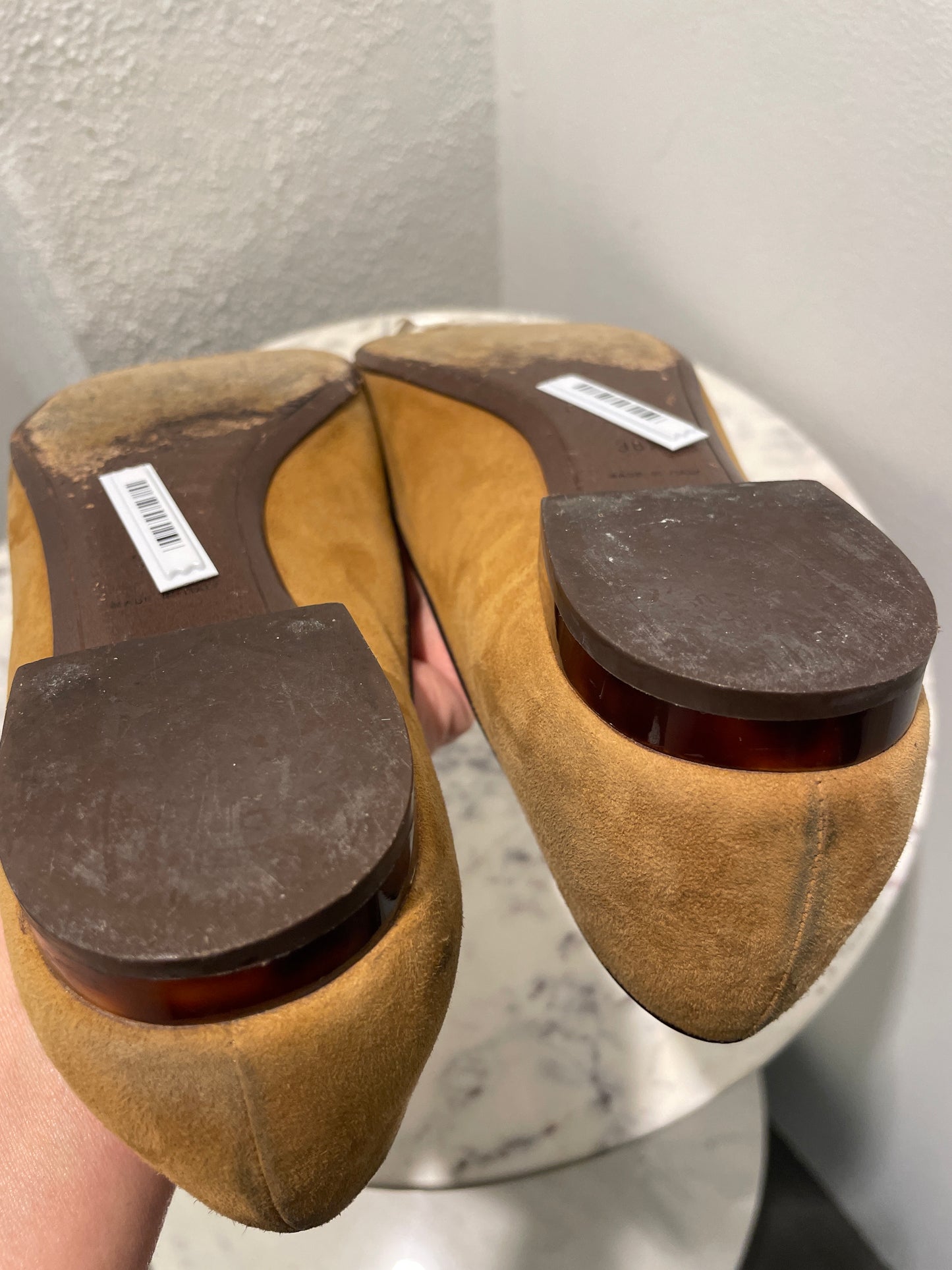Louis Vuitton Tan Suede Fleur Ballet Flats with Tortoiseshell Monogram Flower - 38,5