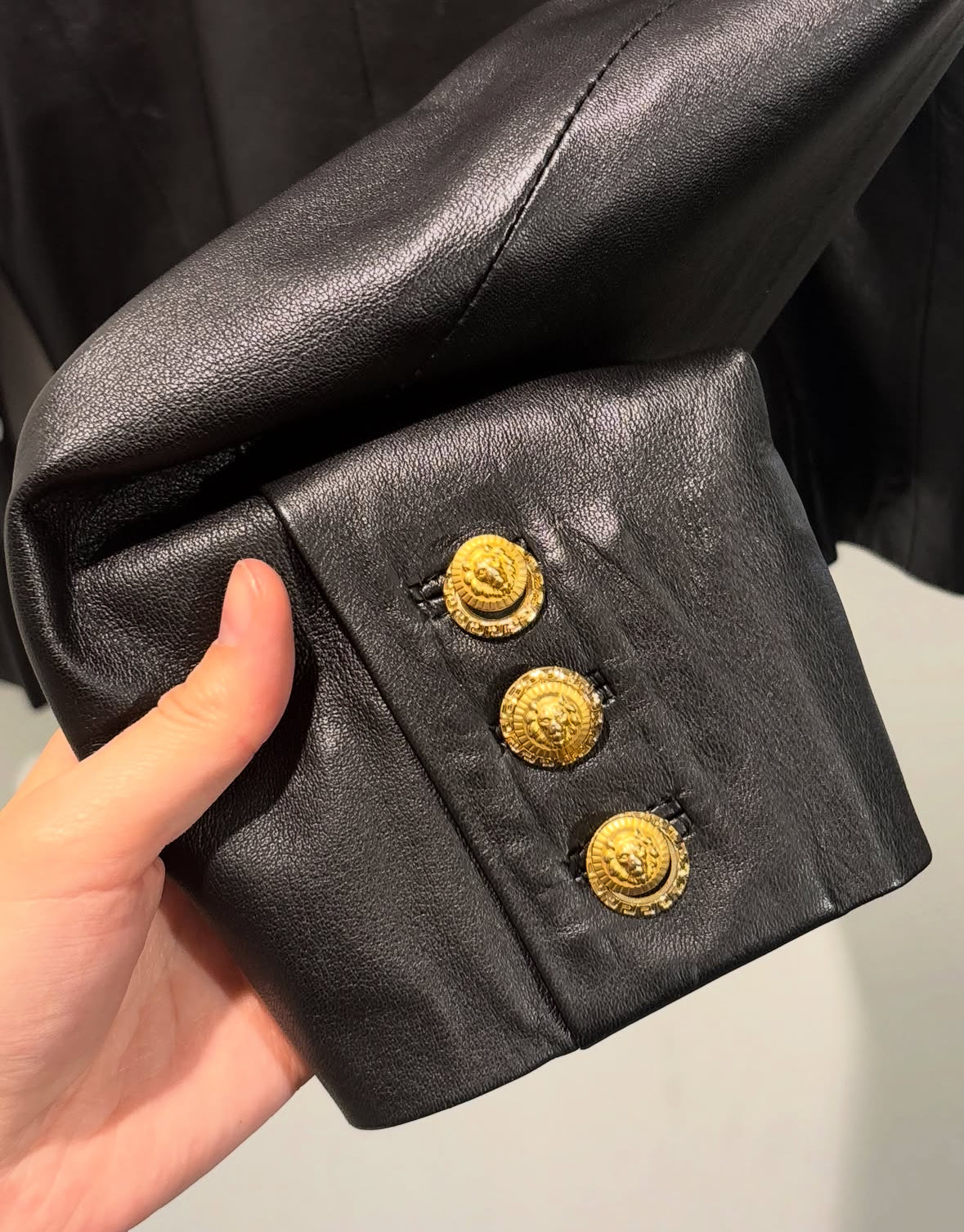 Genuine Leather Jacket - New & with Gold Buttons - M