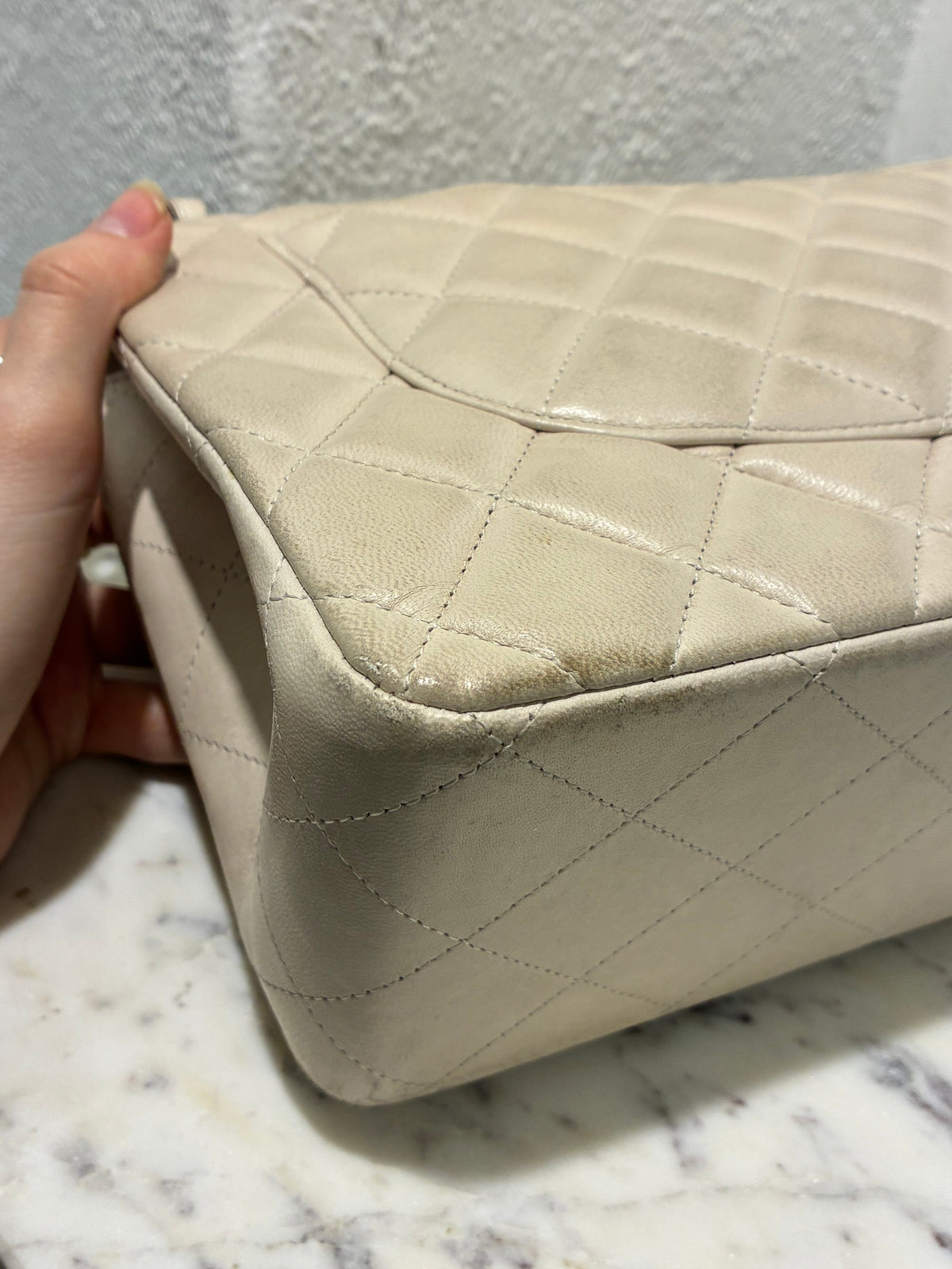 Chanel Classic Double Flap – Jumbo - Beige Lambskin & Dark Silver Hardware
