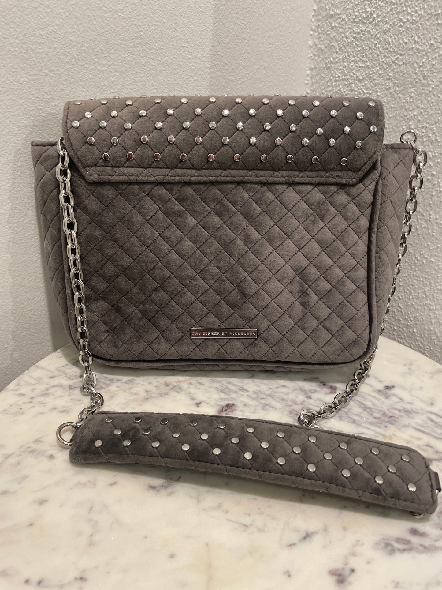 Day - Grey Studded Crossbody Bag - 27x22x8 cm