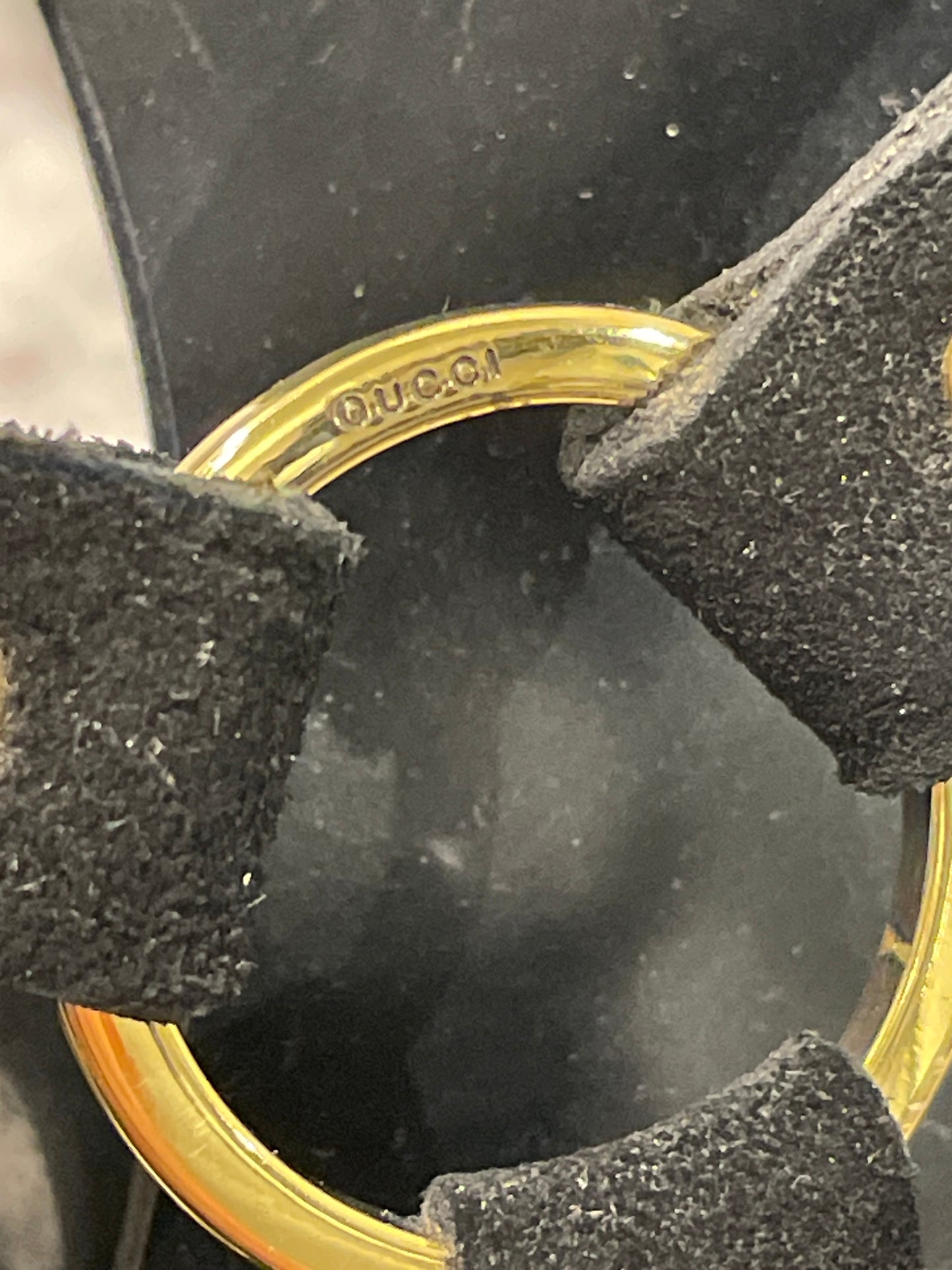 Gucci Black Suede Gold O-Ring Mule Sandals – EU 36.5C