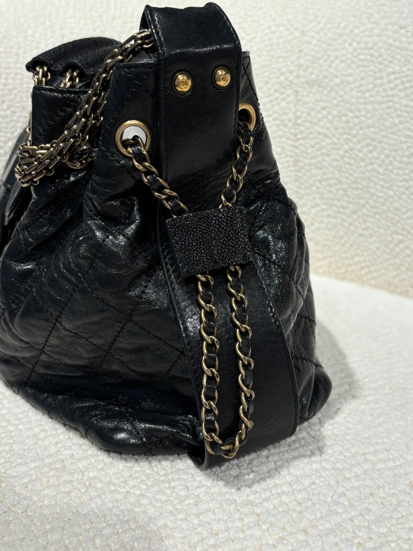 Chanel Stingray Bindi CC Accordion Tote – Black Calfskin & Gold Hardware