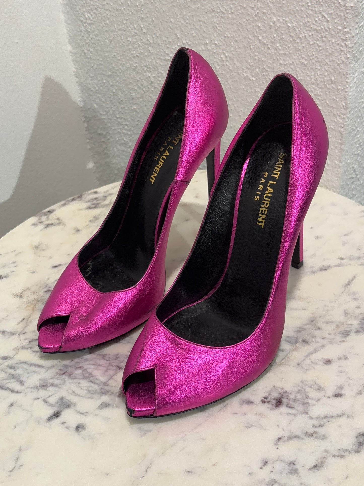 Saint Laurent Heels - Pink Metallic - 38.5 - Medinas Wardrobe