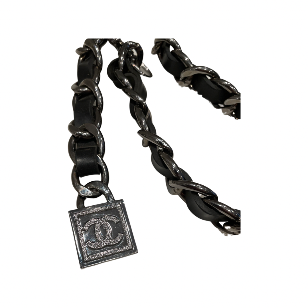 Chanel - CC logo - Chain bælte - sort & sølv