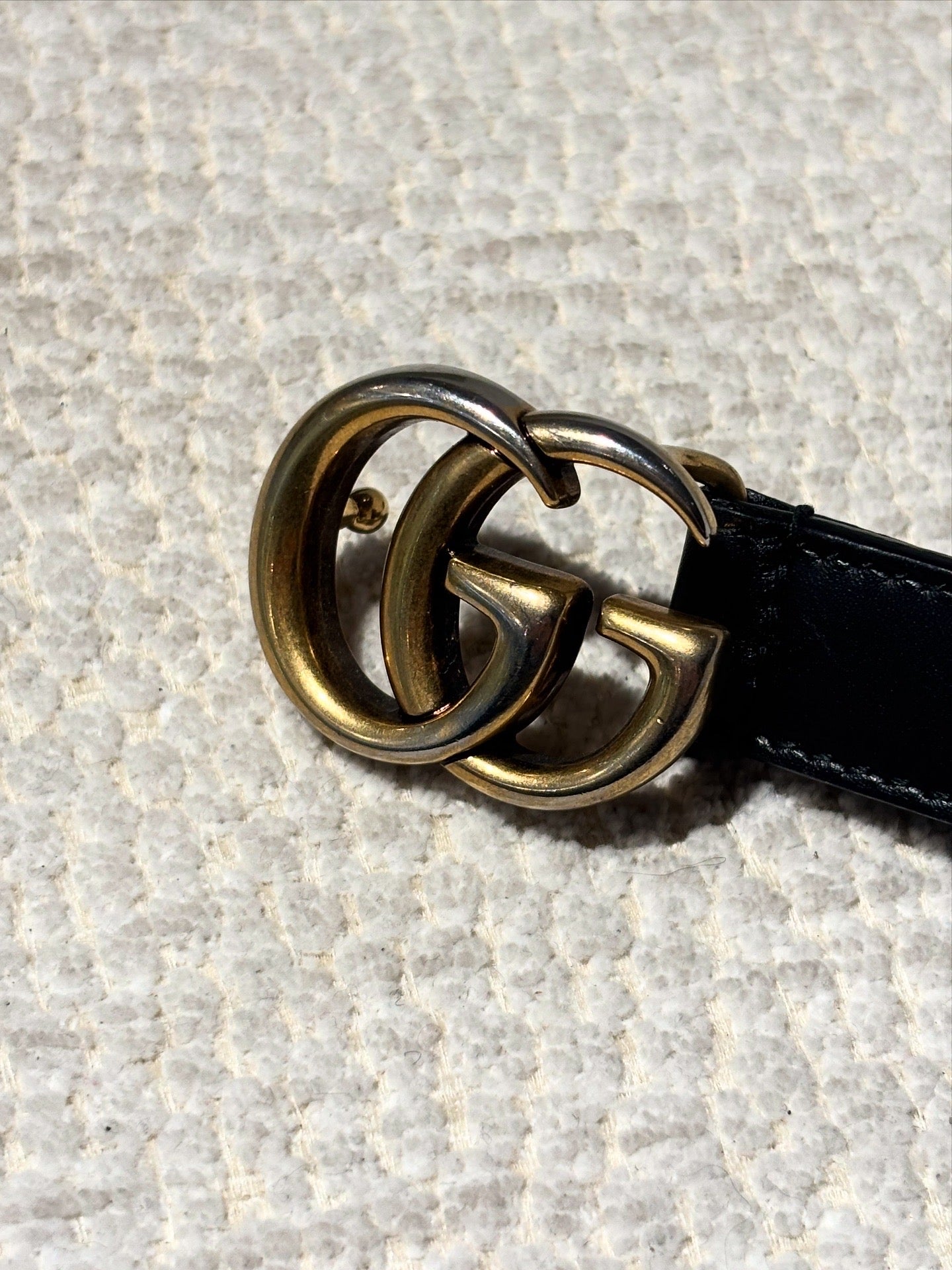 Gucci Marmont Slim Belt - Black with Gold GG Logo - Size 80