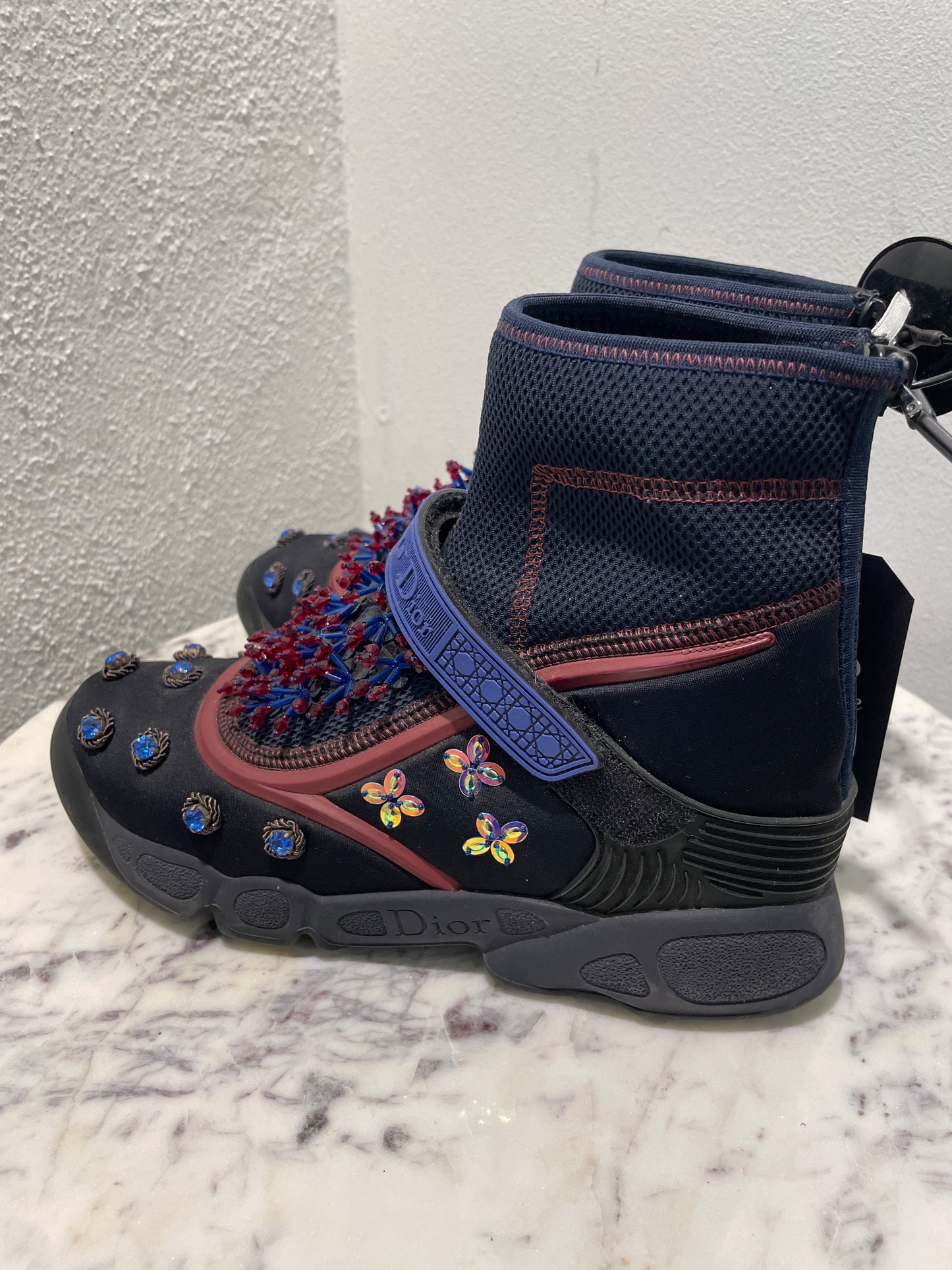 Christian Dior 'Fusion' Embellished High-Top Sneakers – Rare Couture Edition - 38,5