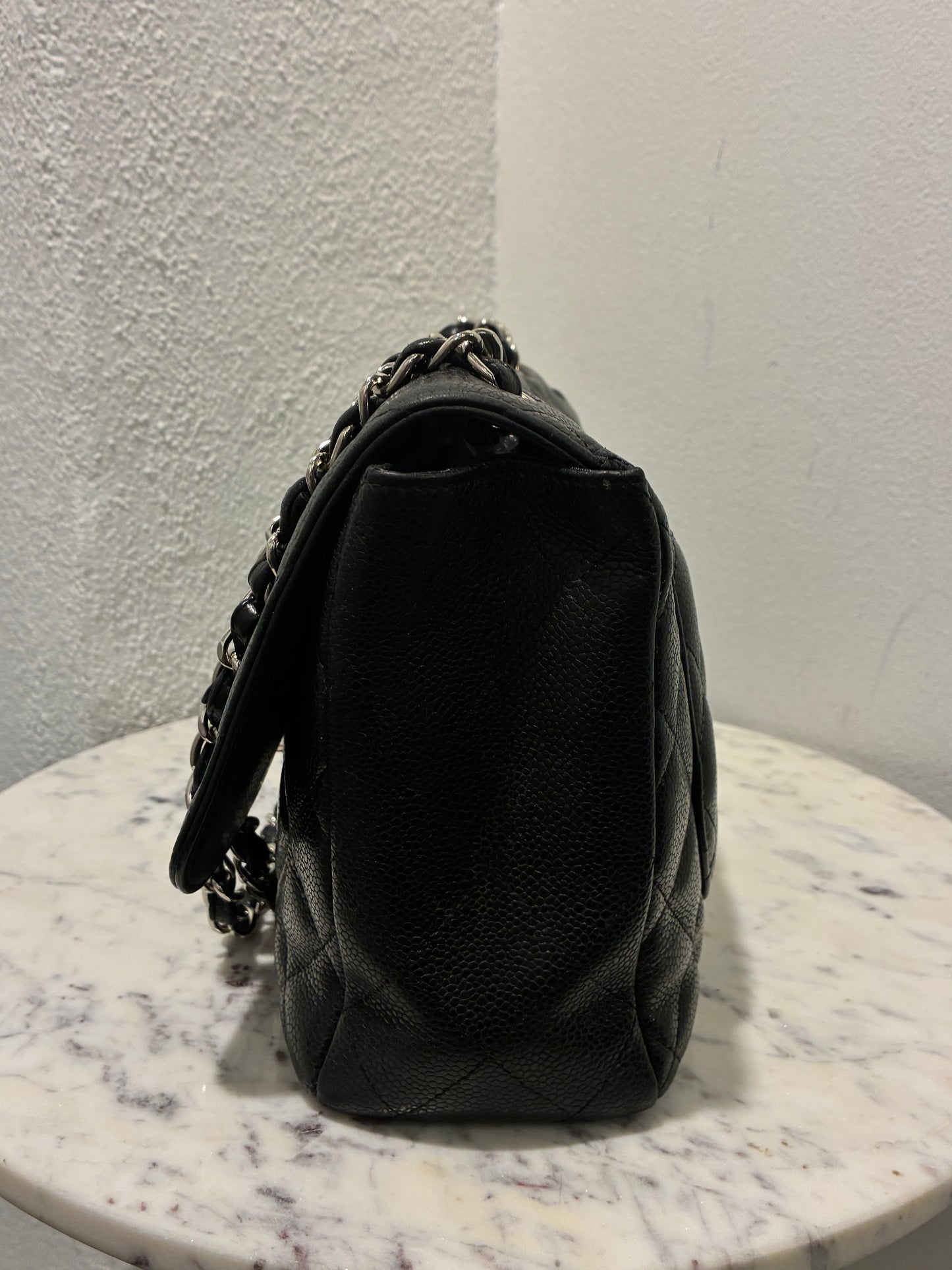 Chanel Jumbo Classic Single Flap – Black Caviar & Silver Hardware