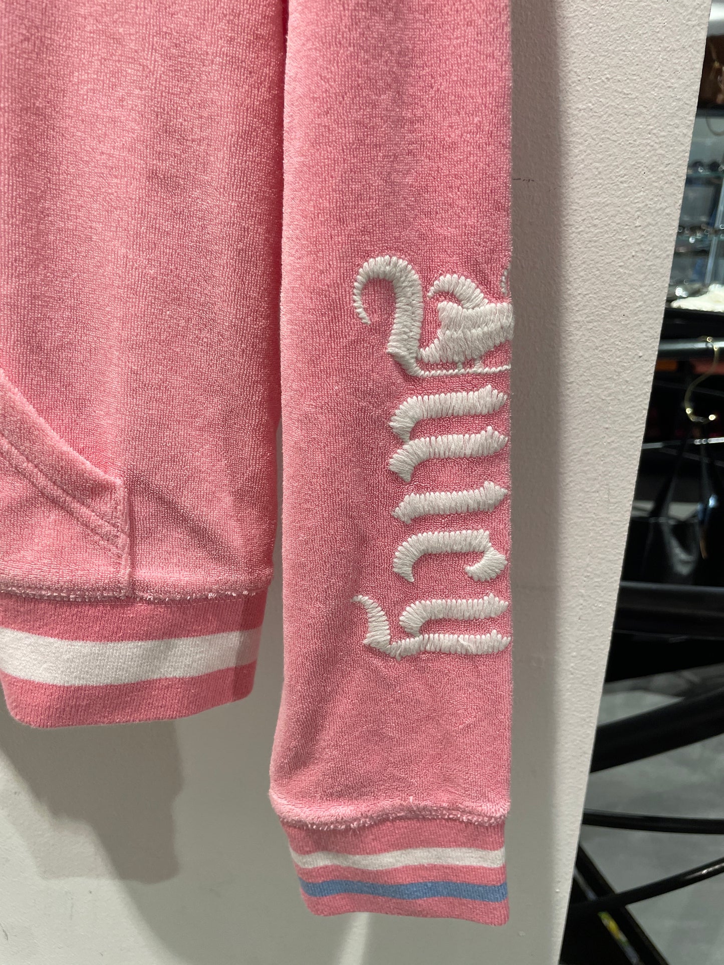 Juicy Couture Black Label Pink Towelling Terry Cloth Zip-Up Hoodie - M