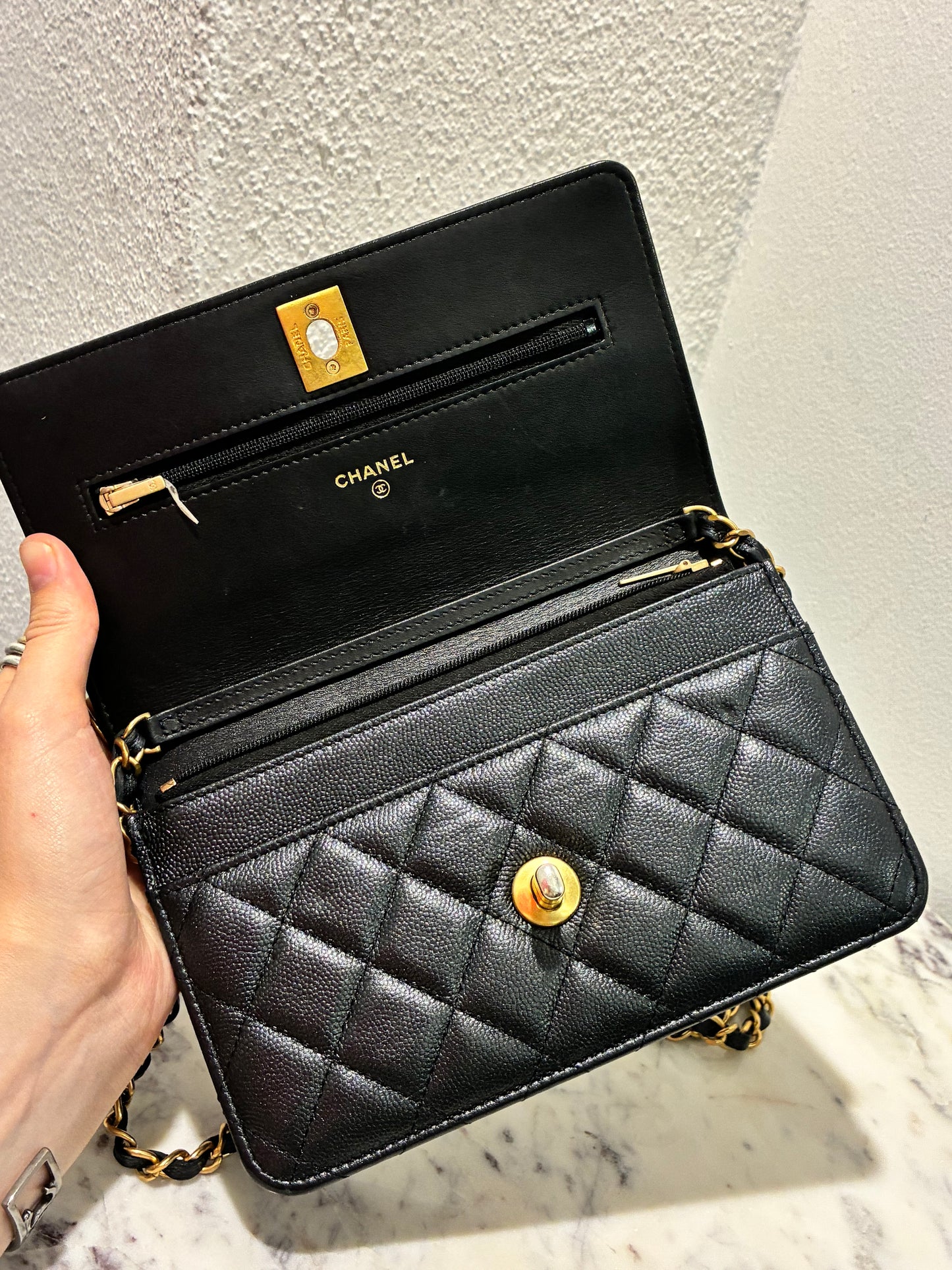 Chanel Wallet on Chain - Black Caviar & Gold Hardware - 23B 2023 - FULL SET!