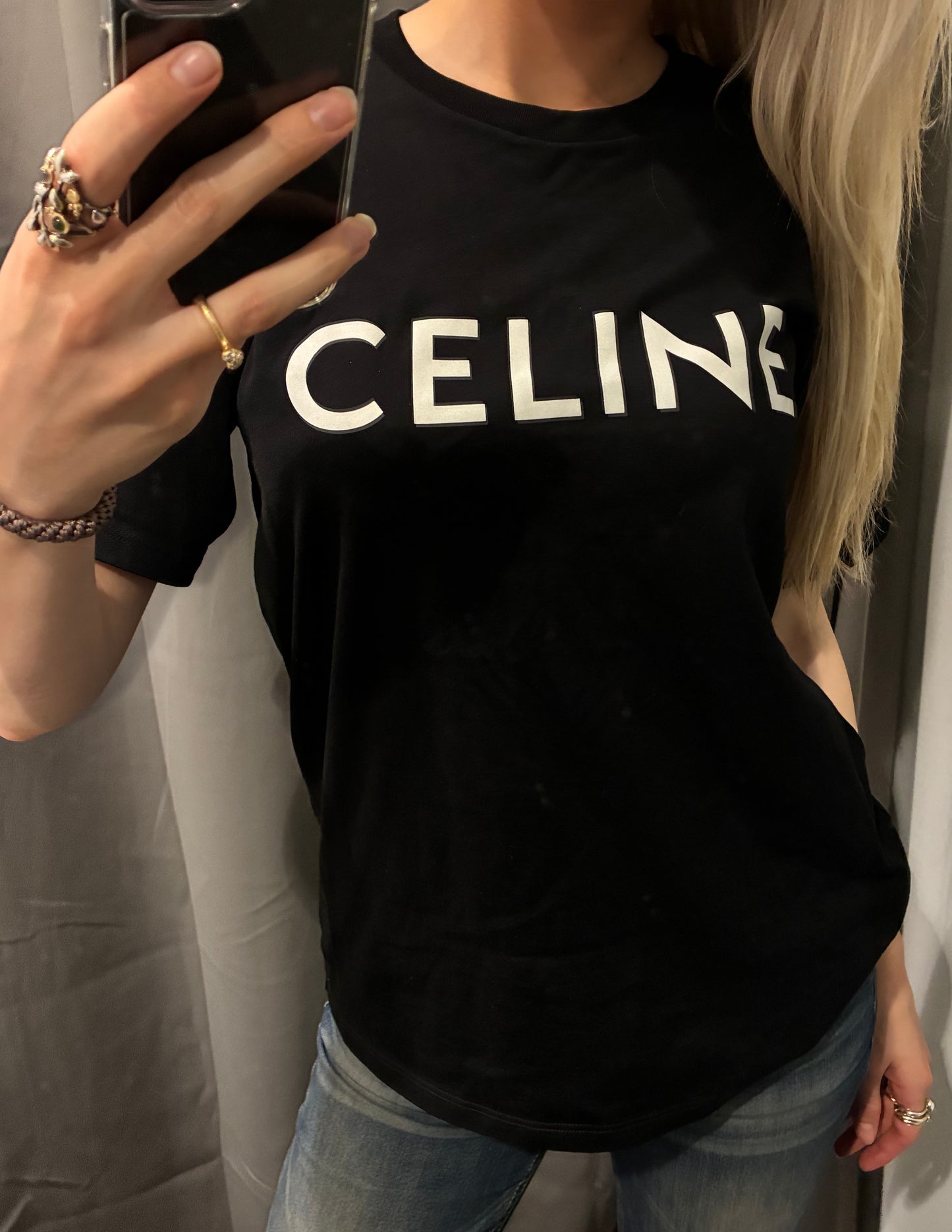 Celine Logo Tee - Black & White - Size M