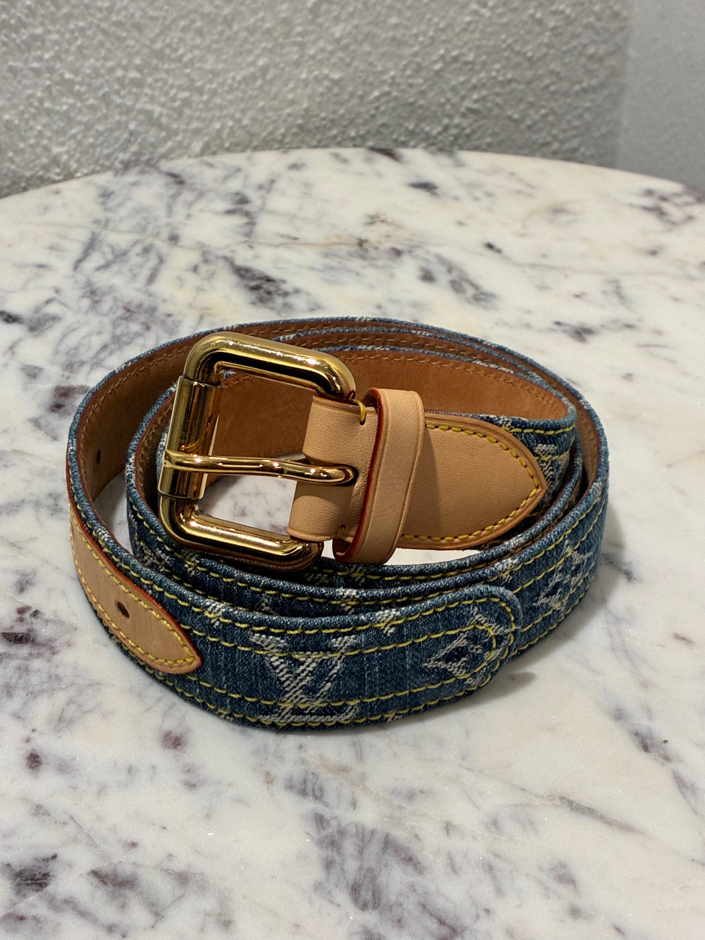 Louis Vuitton Belt - Monogram Denim & Vanchetta Leather - Size 90
