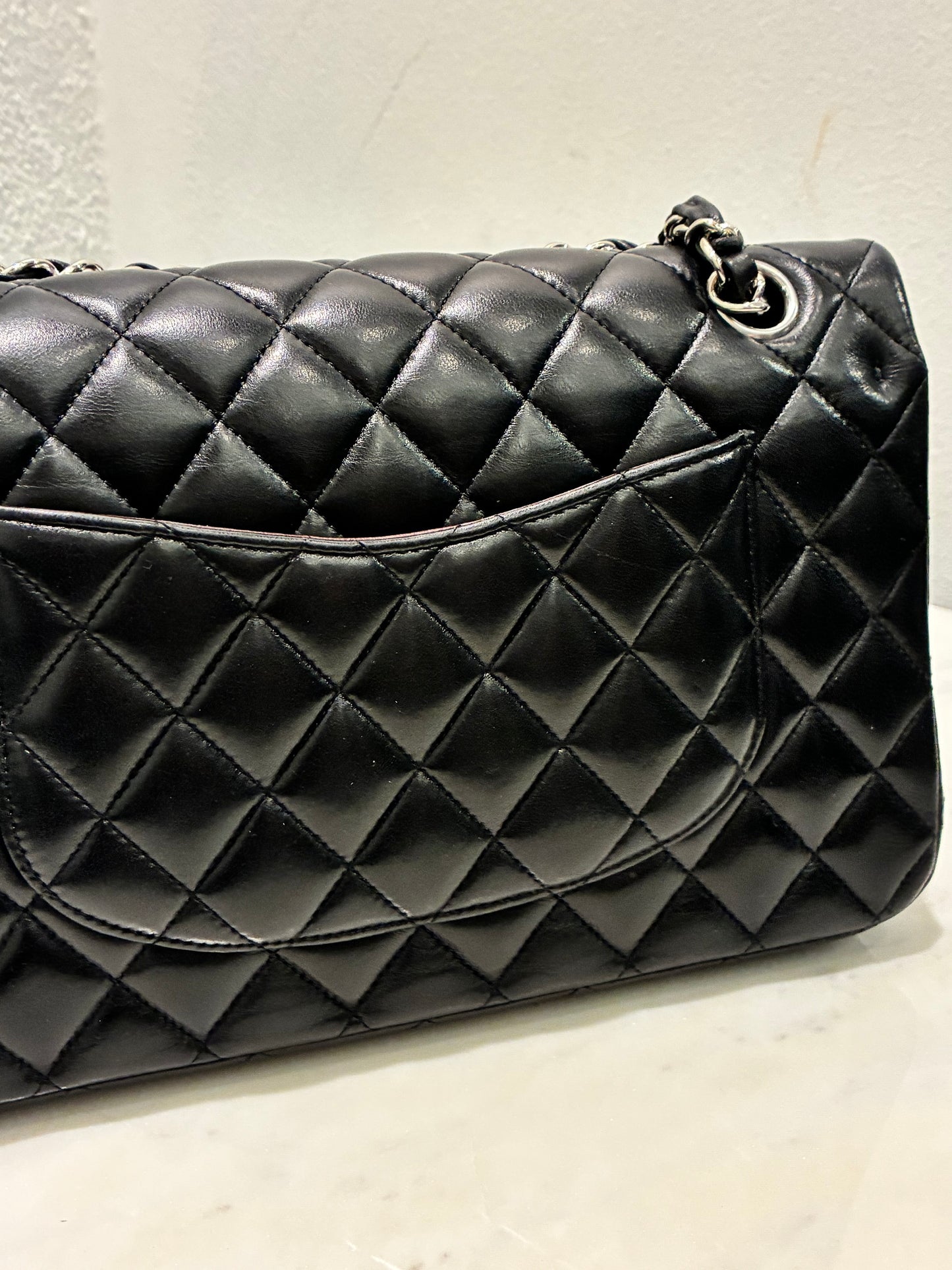 Chanel Classic Flap Medium - Black Lambskin & Silver Hardware - 2020 - FULL SET!