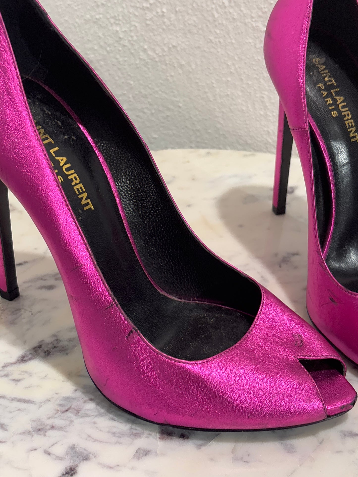 Saint Laurent Heels - Pink Metallic - 38.5 - Medinas Wardrobe