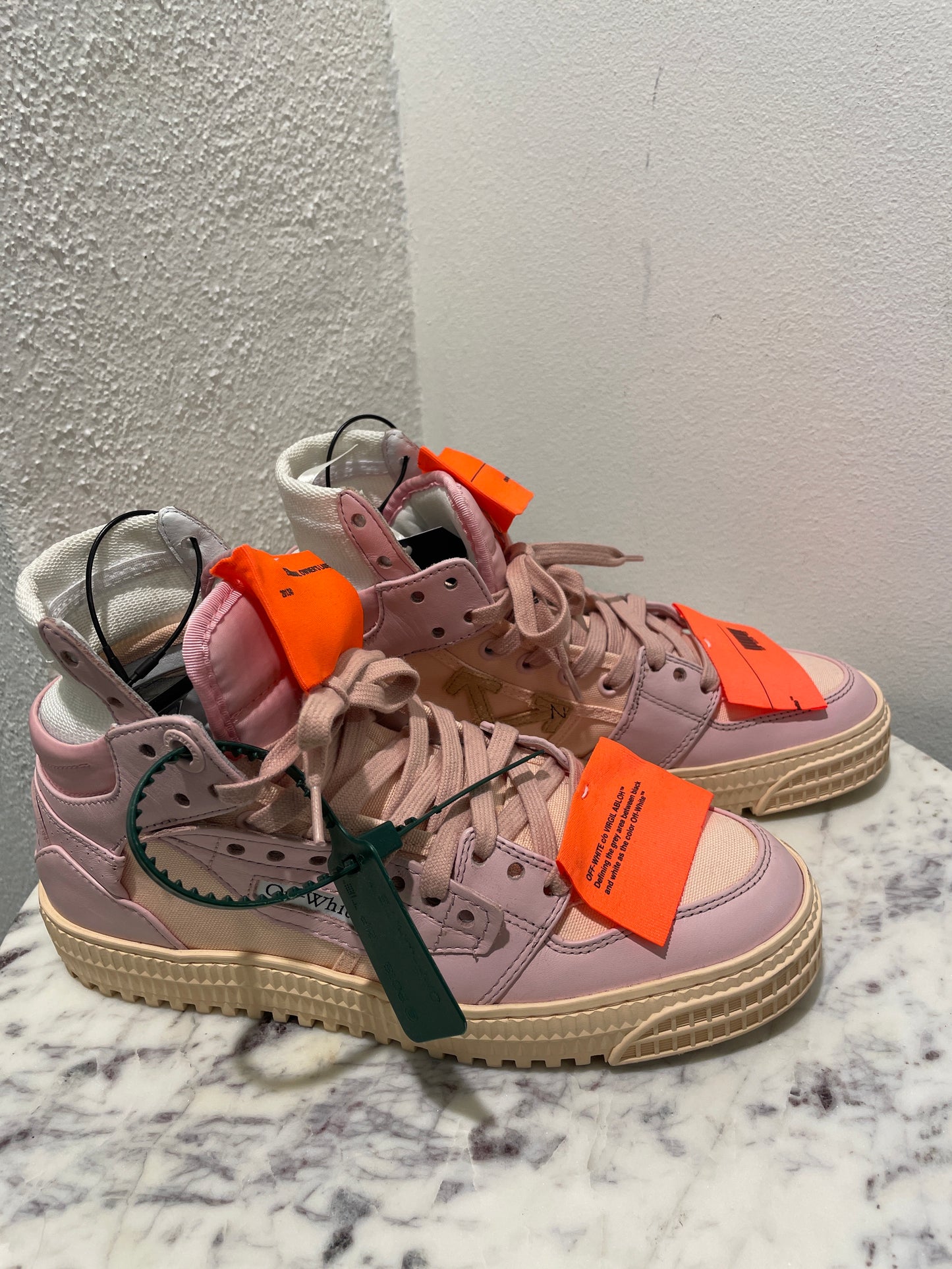 Off-White Off-Court 3.0 Pink Beige High-Top Sneakers with Tags - 38