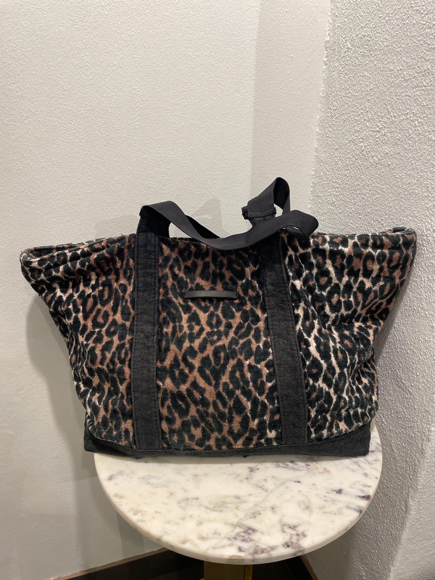 Dolce & Gabbana Beach Line Leopard Print Terry Cloth Beach Bag