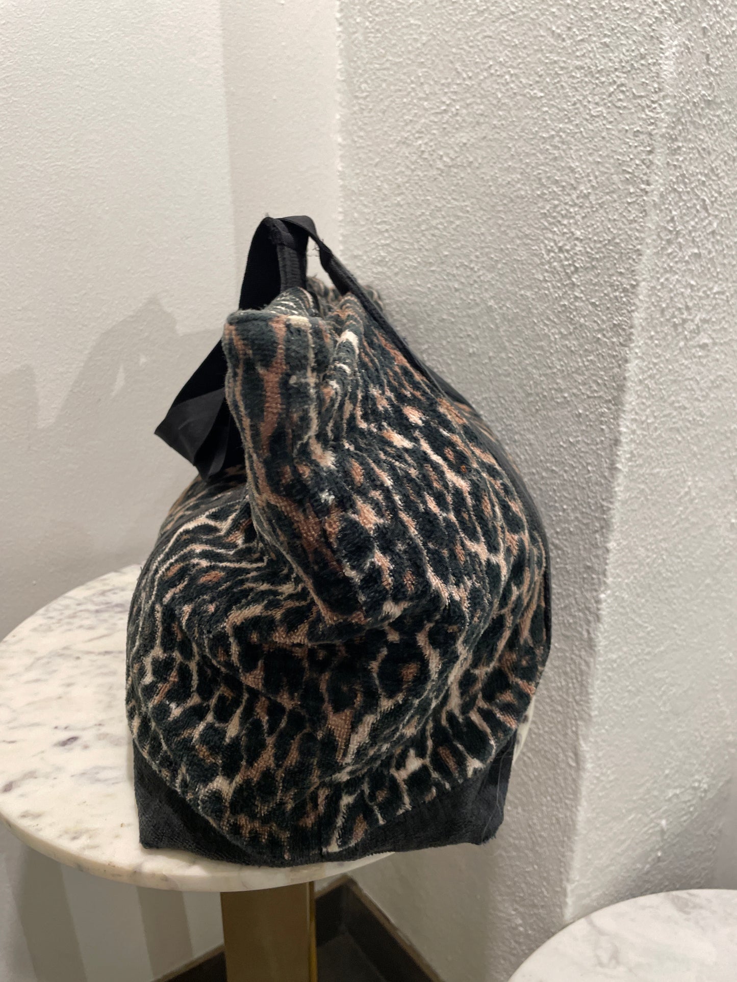 Dolce & Gabbana Beach Line Leopard Print Terry Cloth Beach Bag