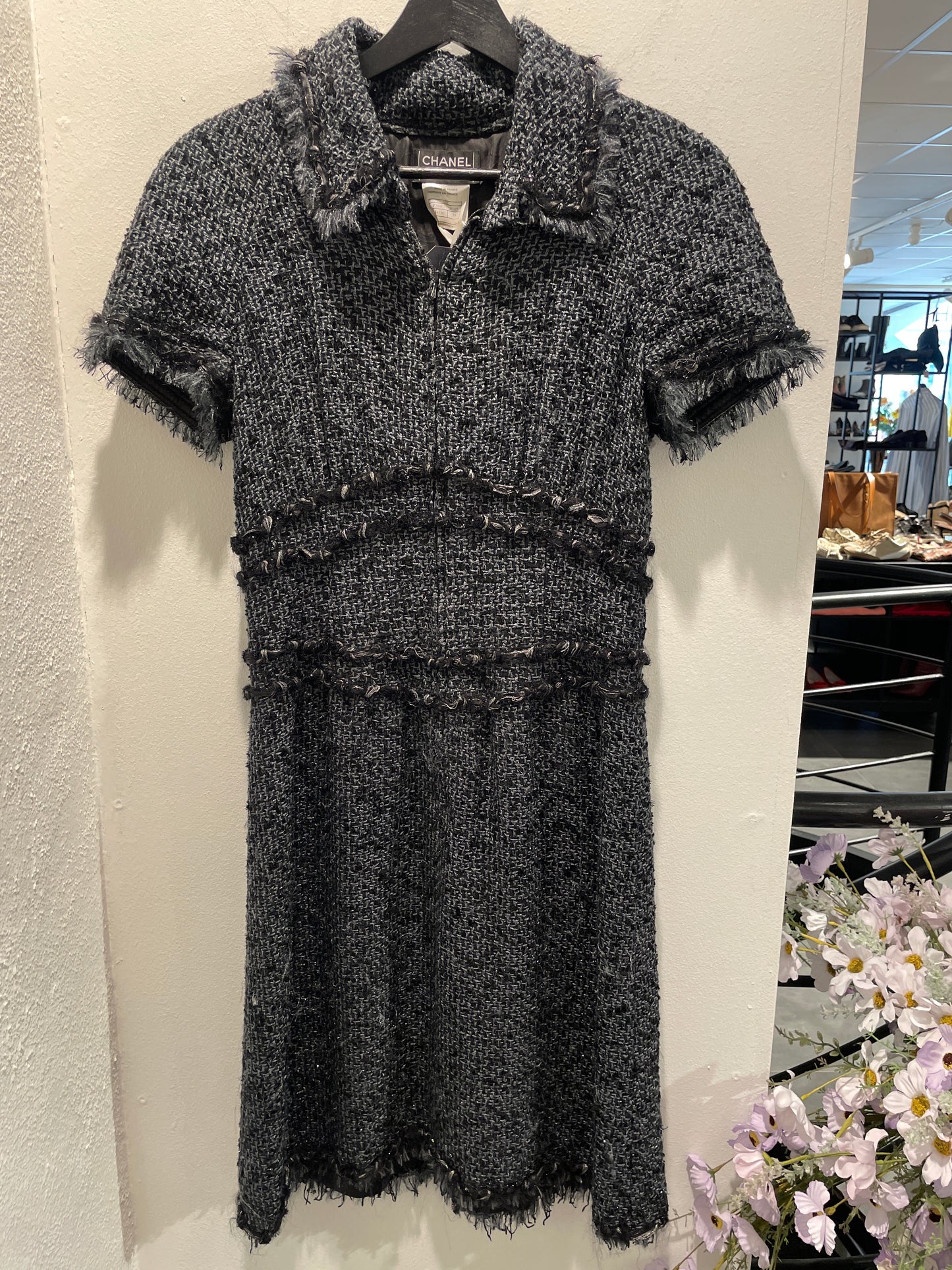 Chanel Dress – Tweed in Black, Grey & Silver - EU 36