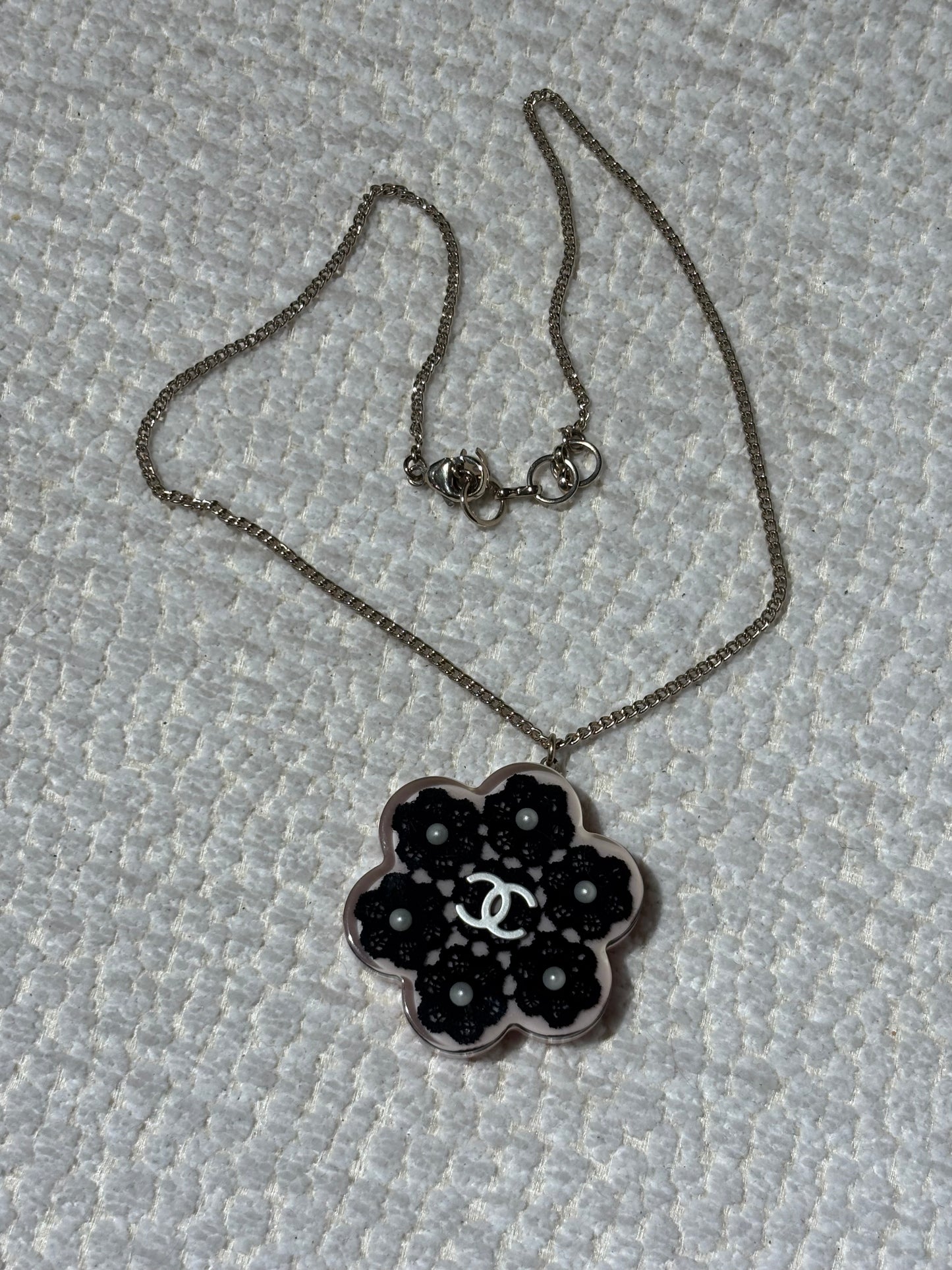 Chanel Camellia Set – Soft Pink Resin with Pearl Details