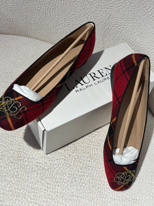 Ralph Lauren Ballerina - Red & Black Plaid Textile - EU 41