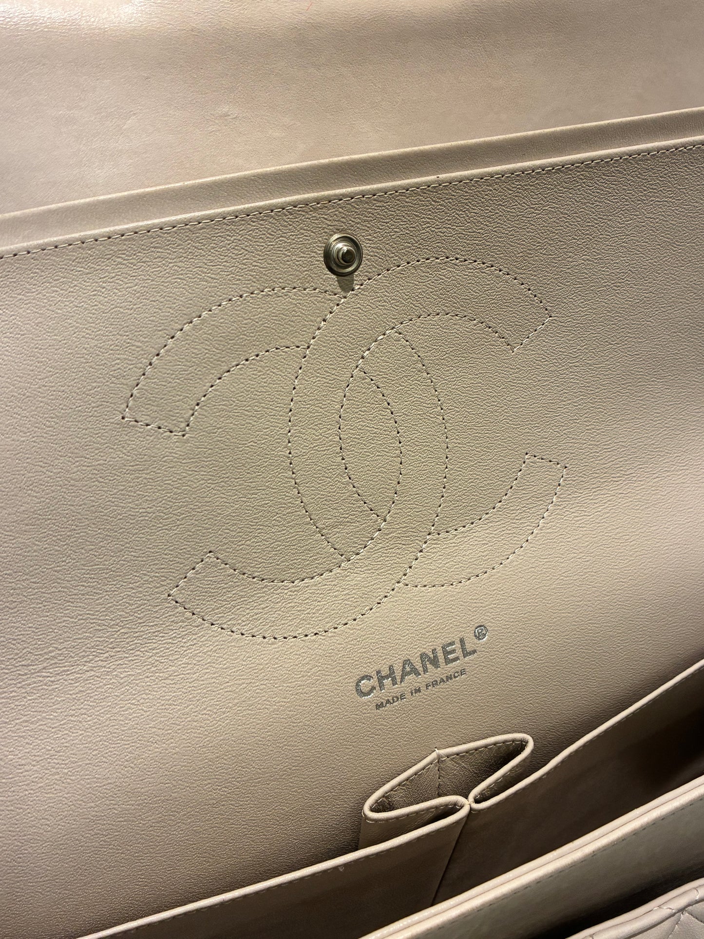 Chanel Classic Double Flap – Jumbo - Beige Lambskin & Dark Silver Hardware