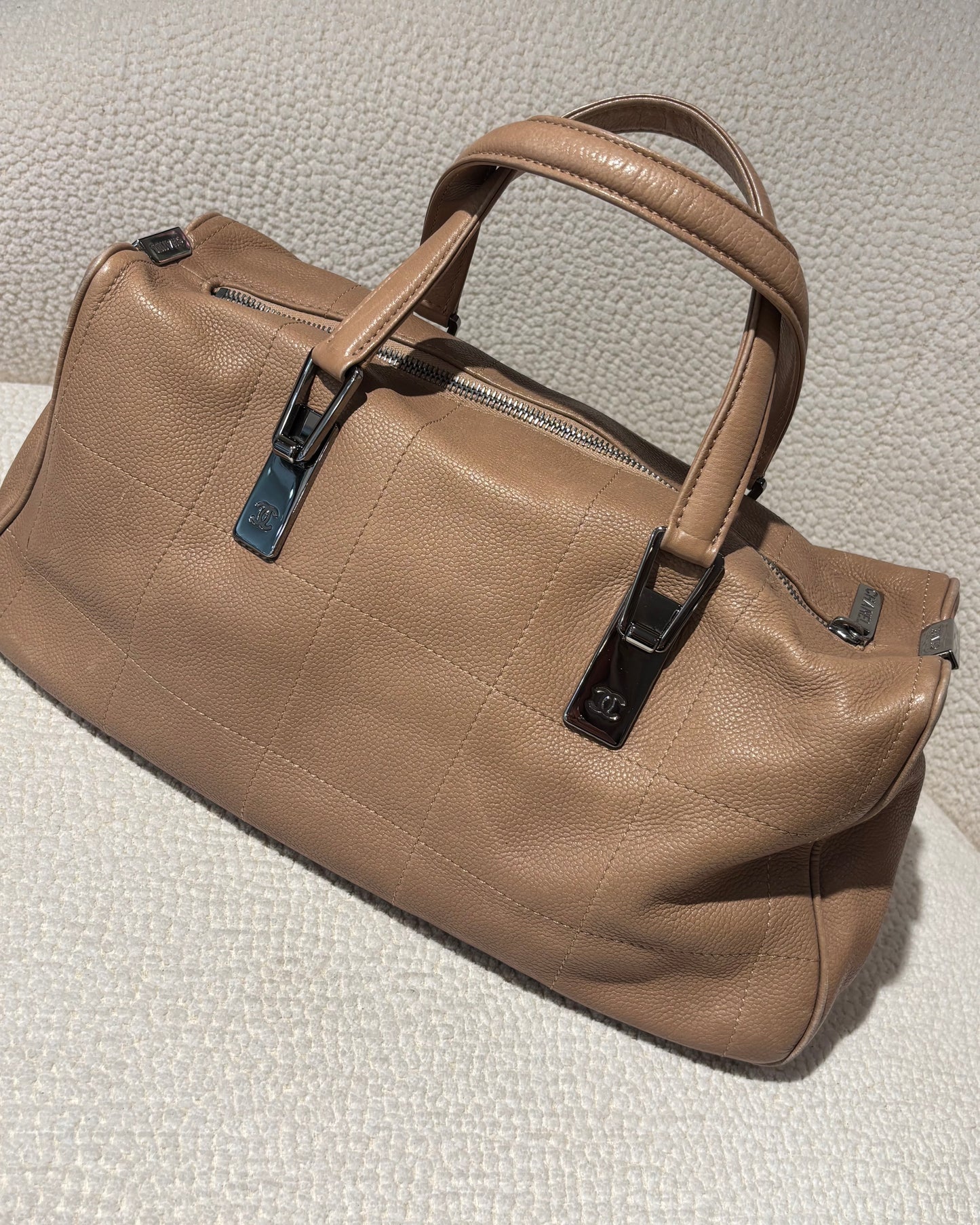 Chanel Bag - Chocobar – Beige/Dusty Rose Leather & Silver Hardware