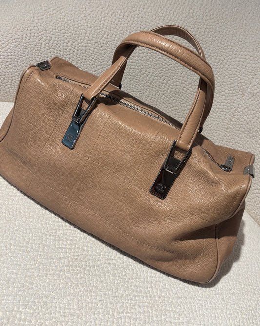 Chanel Bag - Chocobar – Beige/Dusty Rose Leather & Silver Hardware