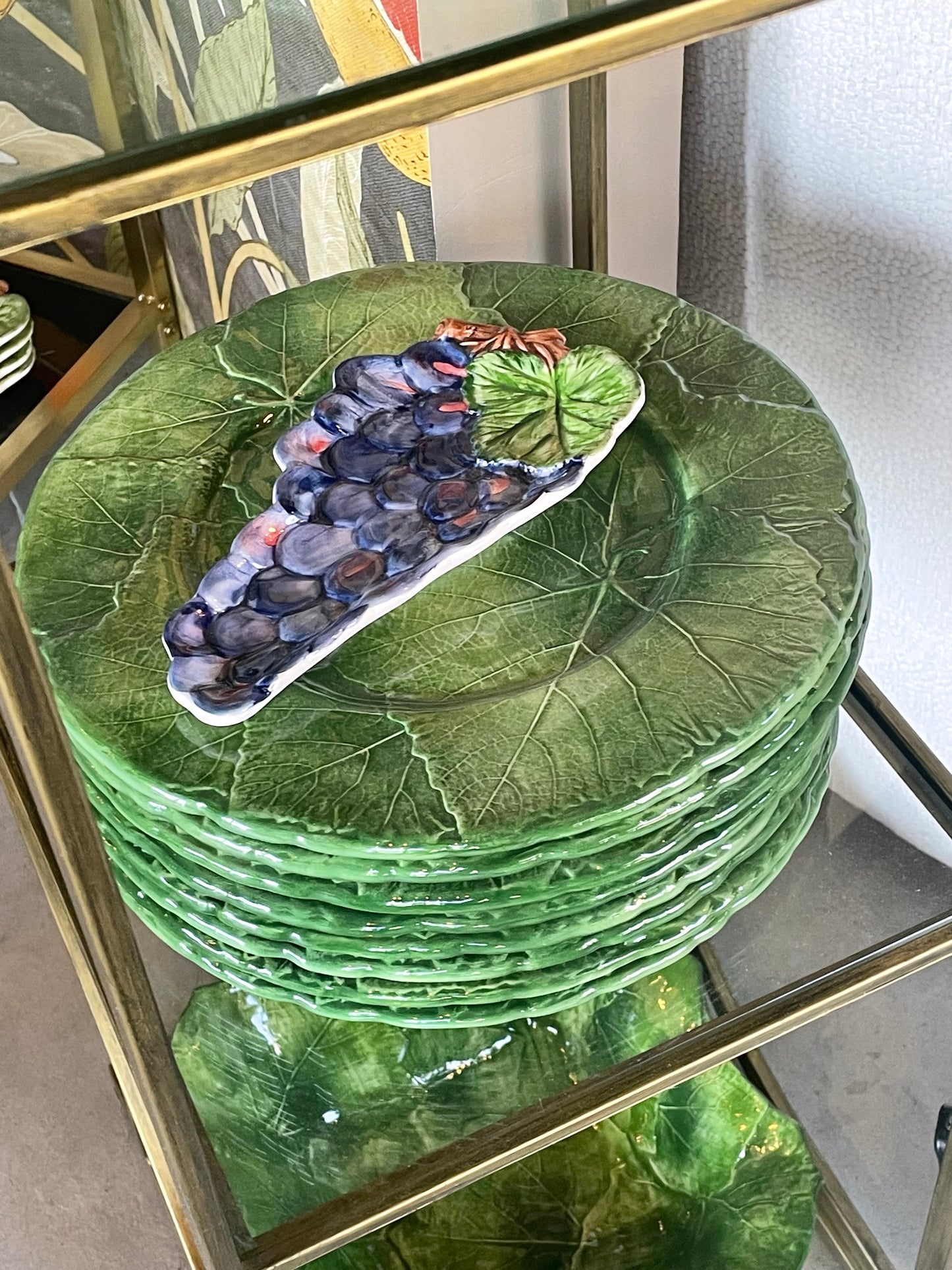 Dækketallerken / Fad af vinblade - Italiensk porcelæn