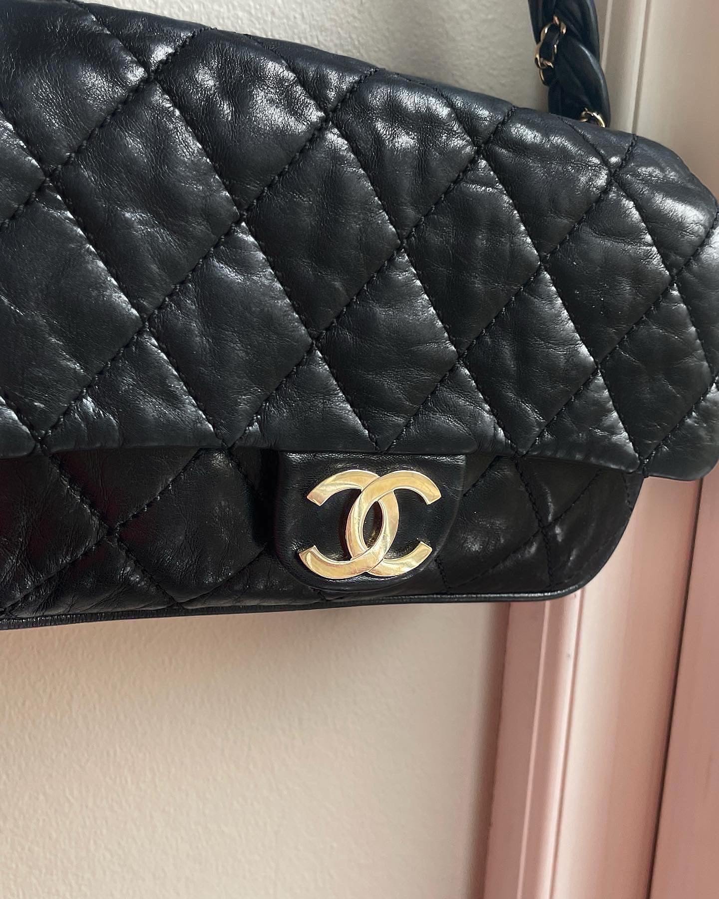 Chanel taske - Light Gold Hrdw. - sort lammeskind