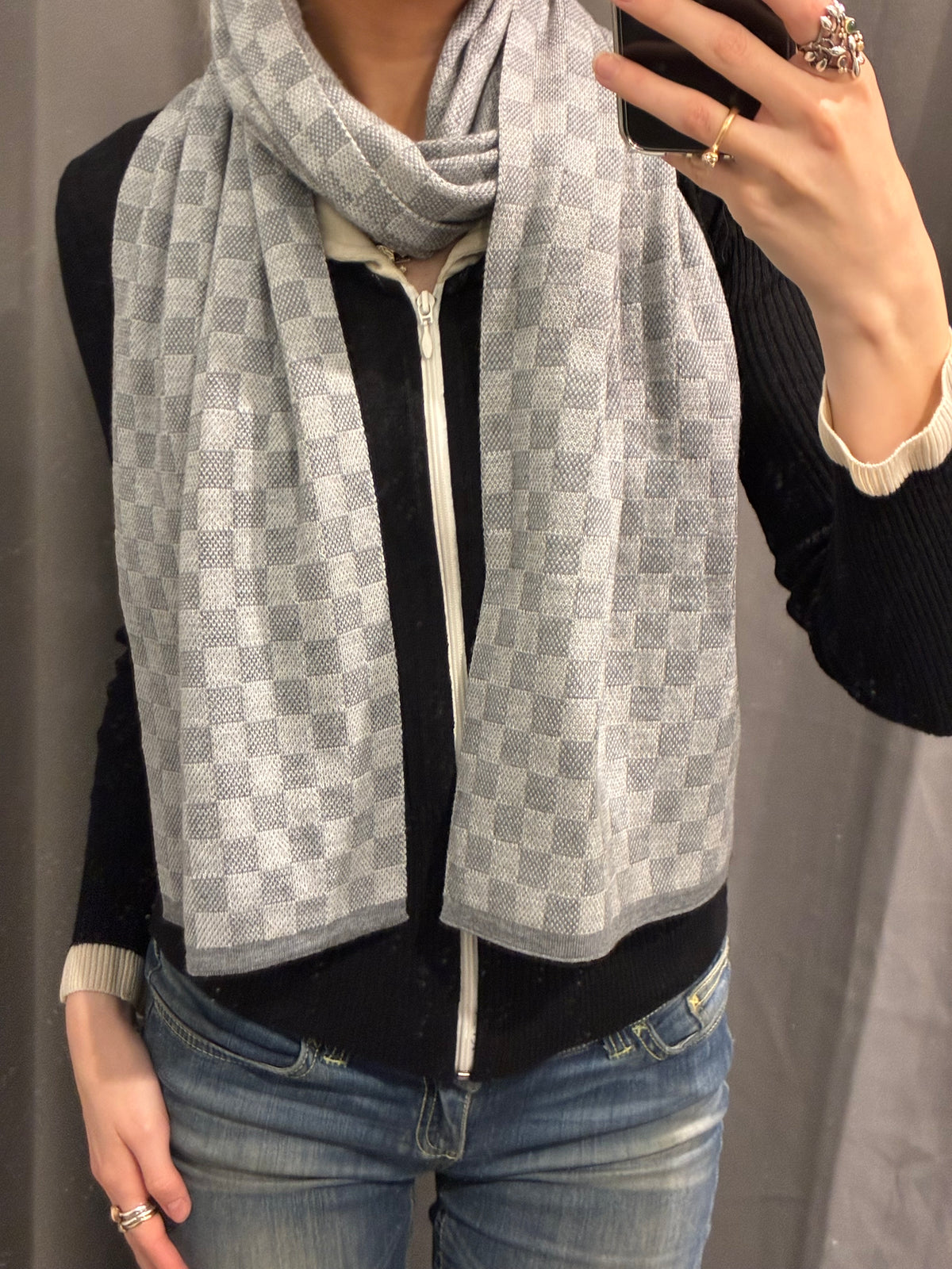 Louis Vuitton Scarf - Grey Damier Print