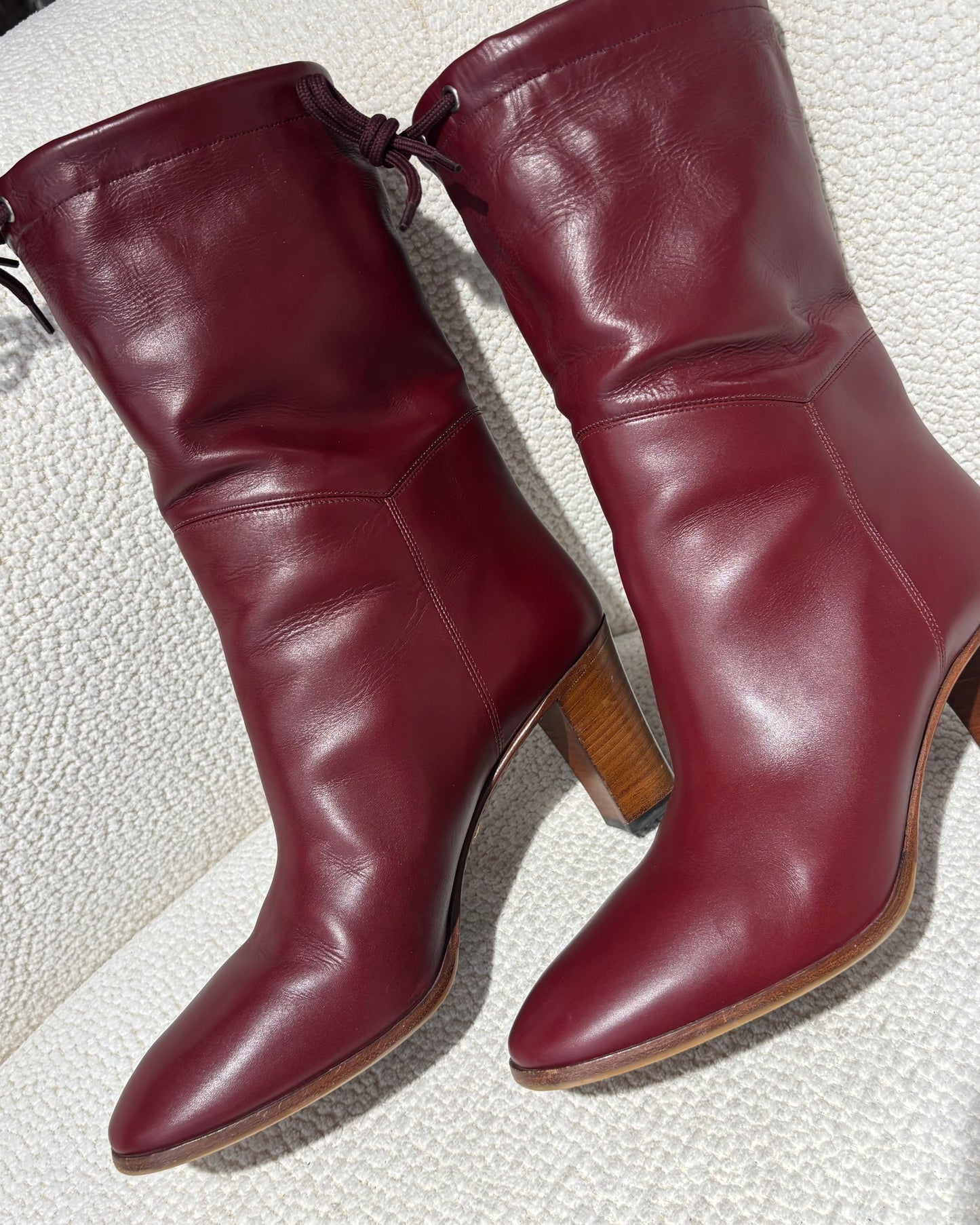 Gucci Boots – Bordeaux Leather & Faux Fur Monogram – EU 41