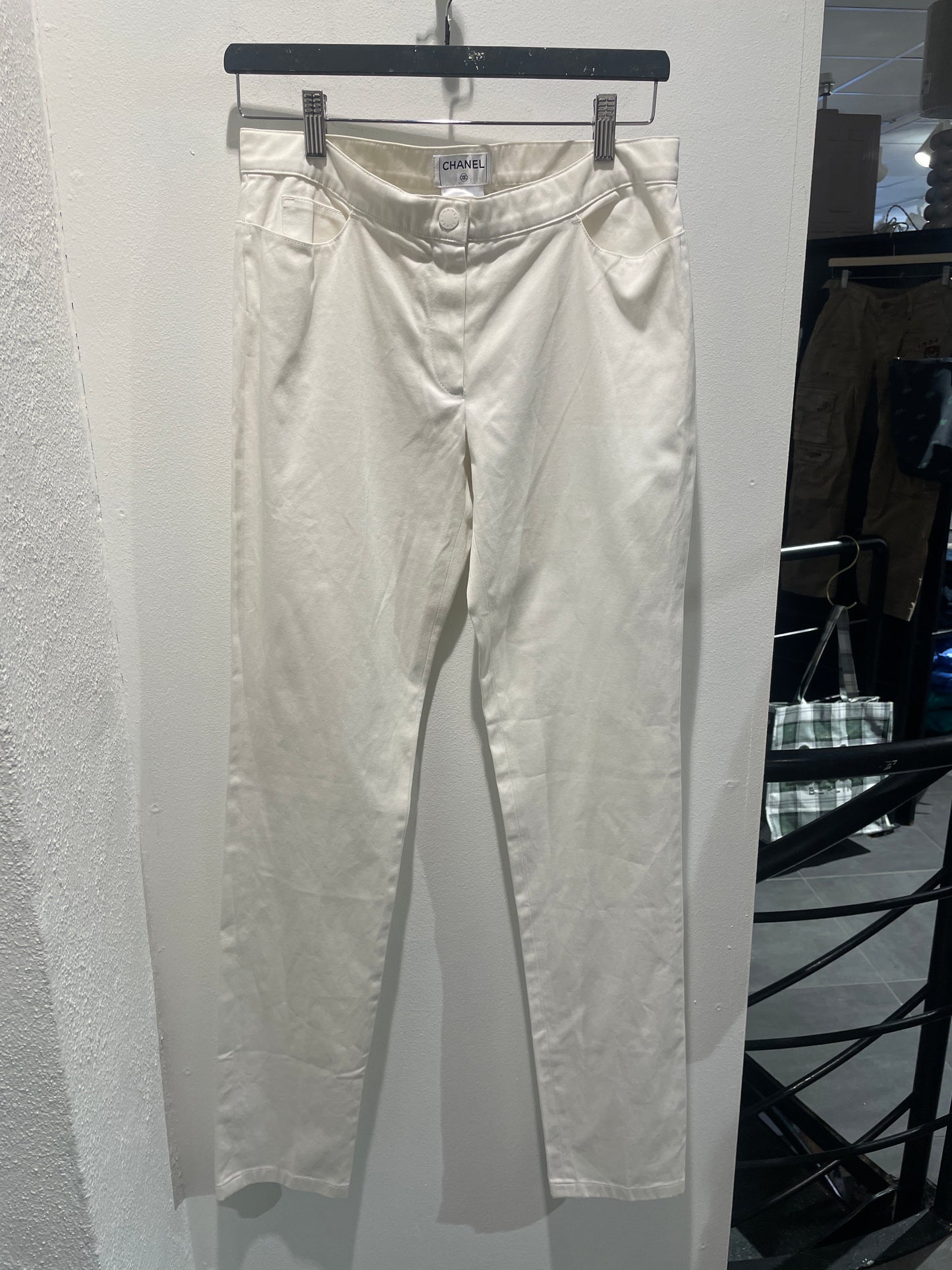 Chanel trousers  – white cotton - EU 36
