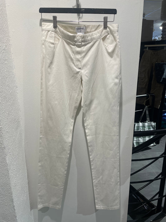Chanel trousers  – white cotton - EU 36