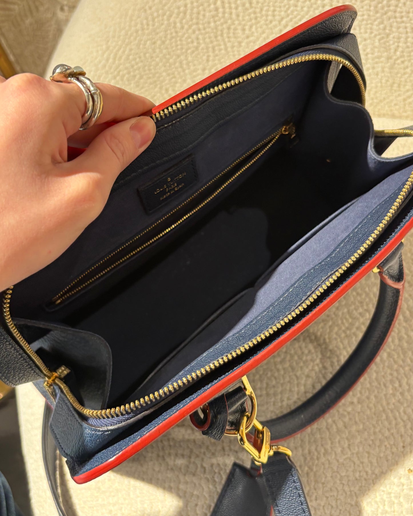 Louis Vuitton Satchel – Blue Epi Leather with Red Trim