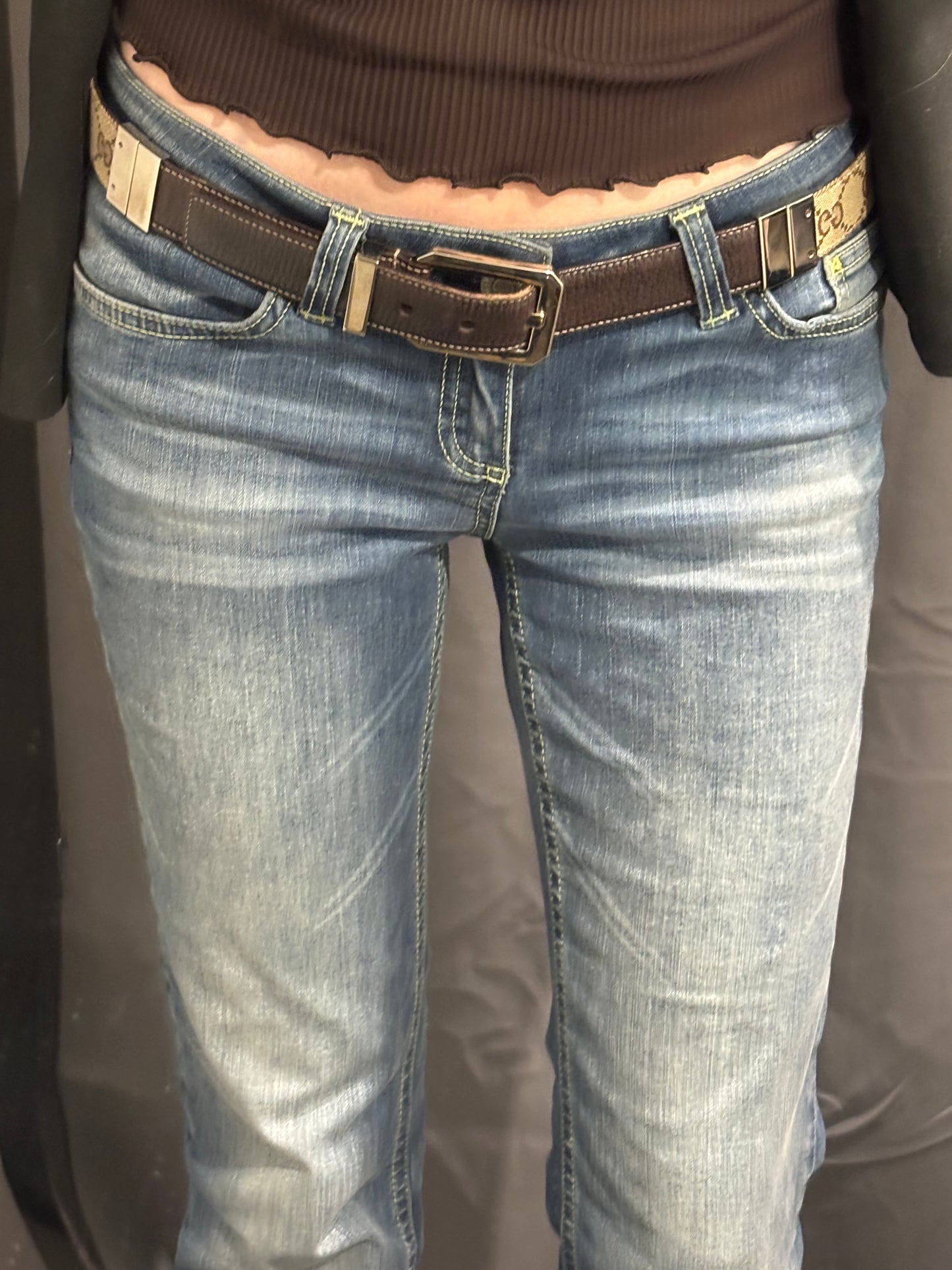 Gucci Belt - Twist Reversible Beige Monogram & Brown Leather