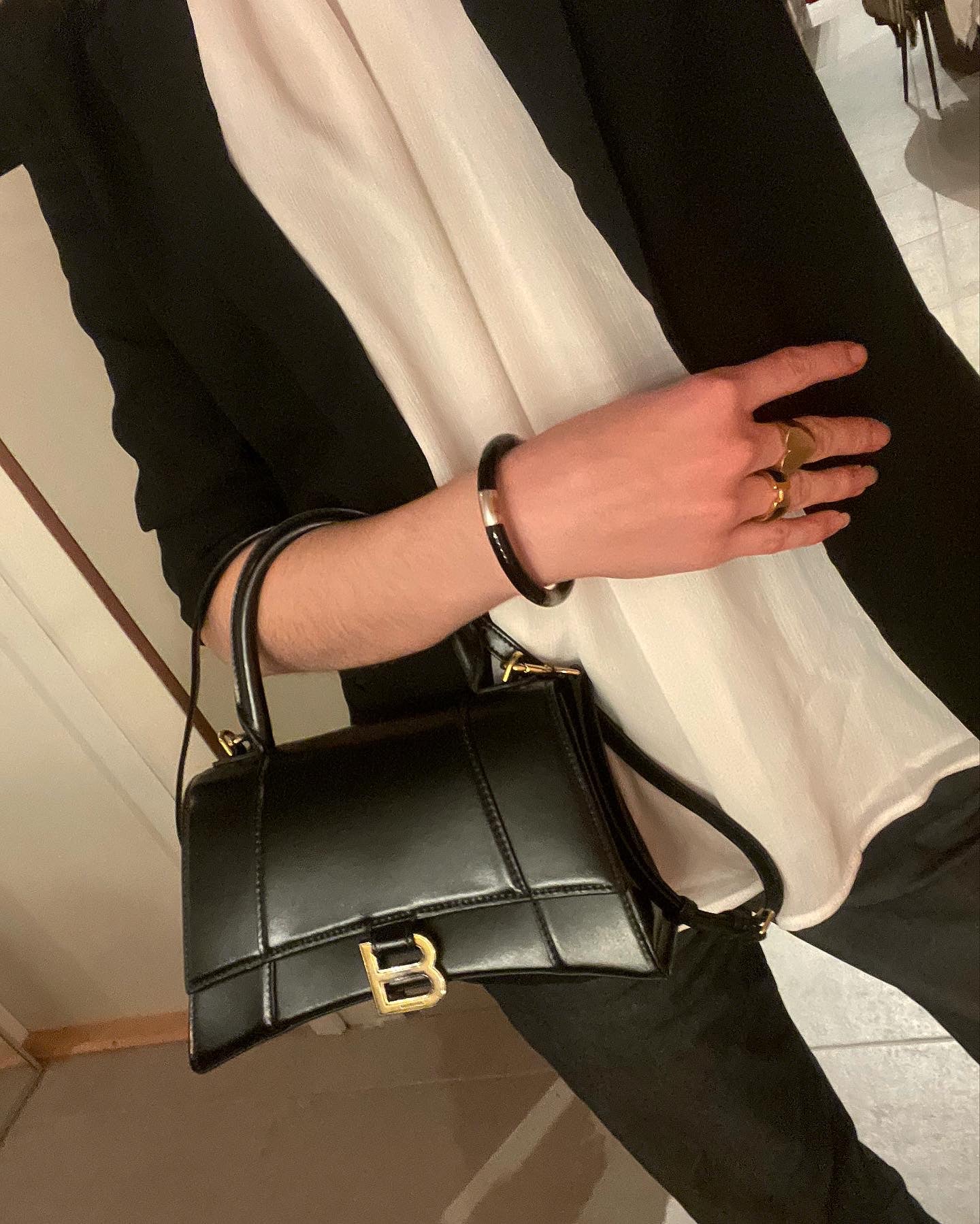 Balenciaga Hourglass taske - Sort med guld