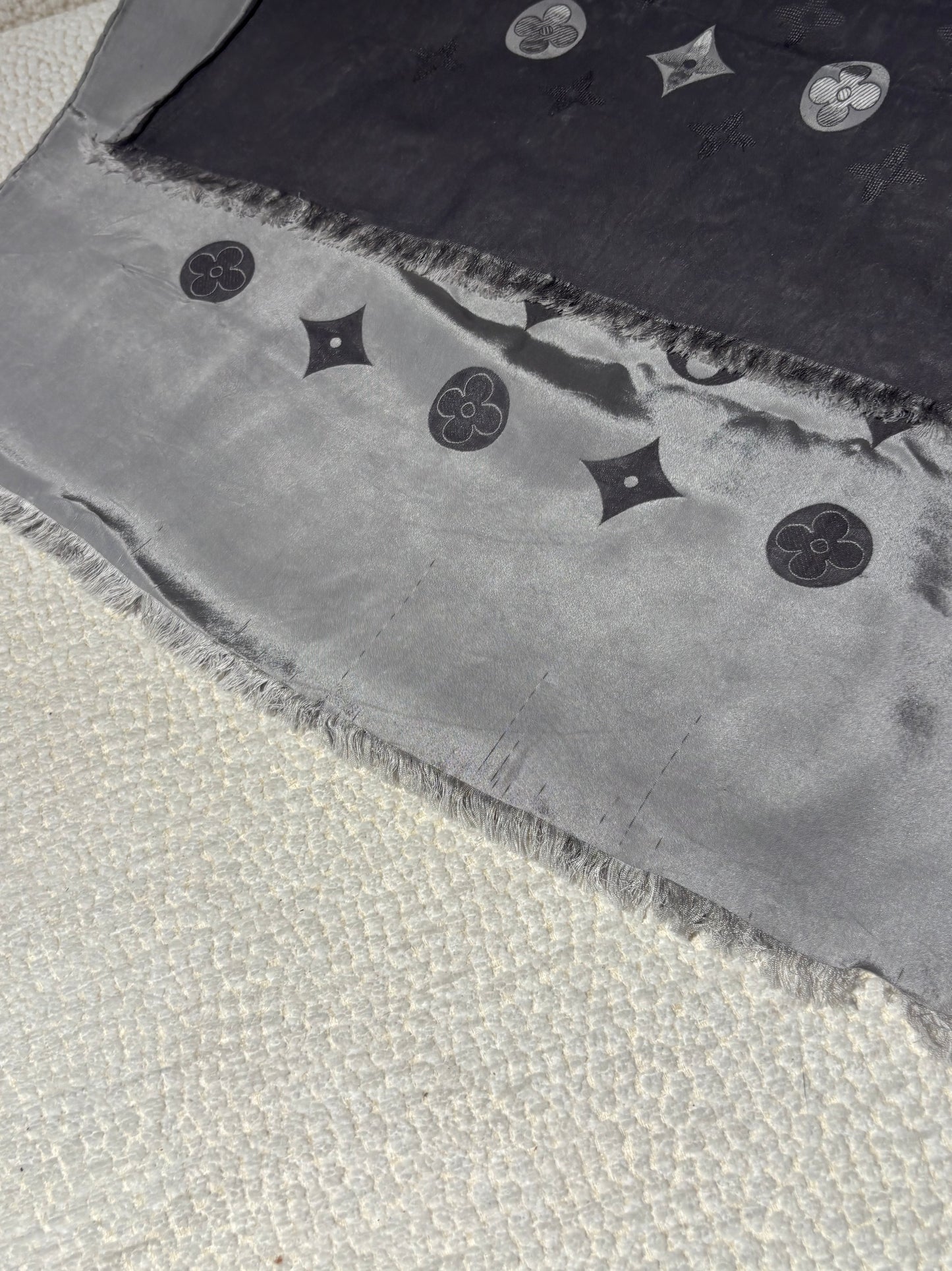 Vintage Louis Vuitton Silk Scarf - Double Sided in Grey with Monogram
