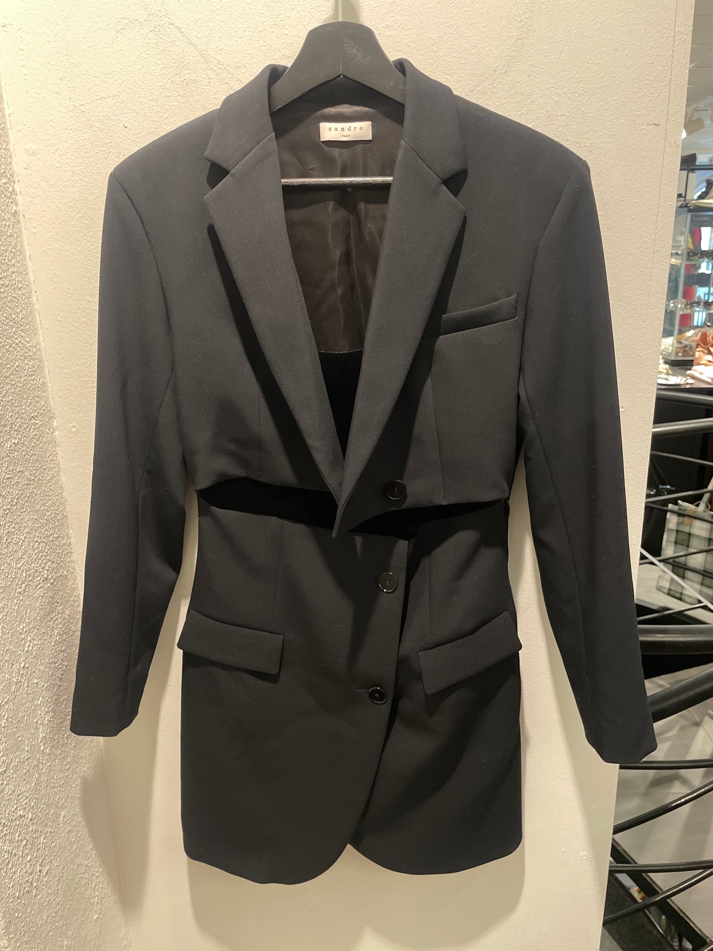 Sandro blazer dress – Black tailored and velvet dress - EU36