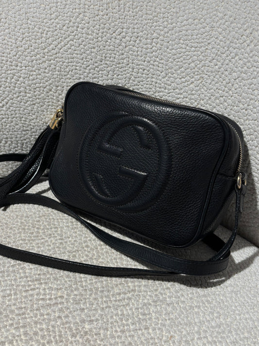 Gucci Disco Soho Bag - Black Leather & Gold Hardware